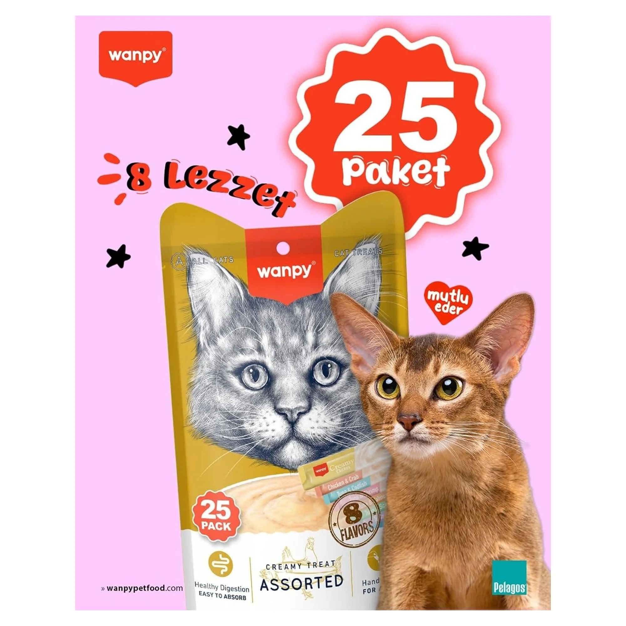 Wanpy Karışık 8 Lezzetli Krema Kedi Ödülü 25x14 G — 370 g — Görsel 2