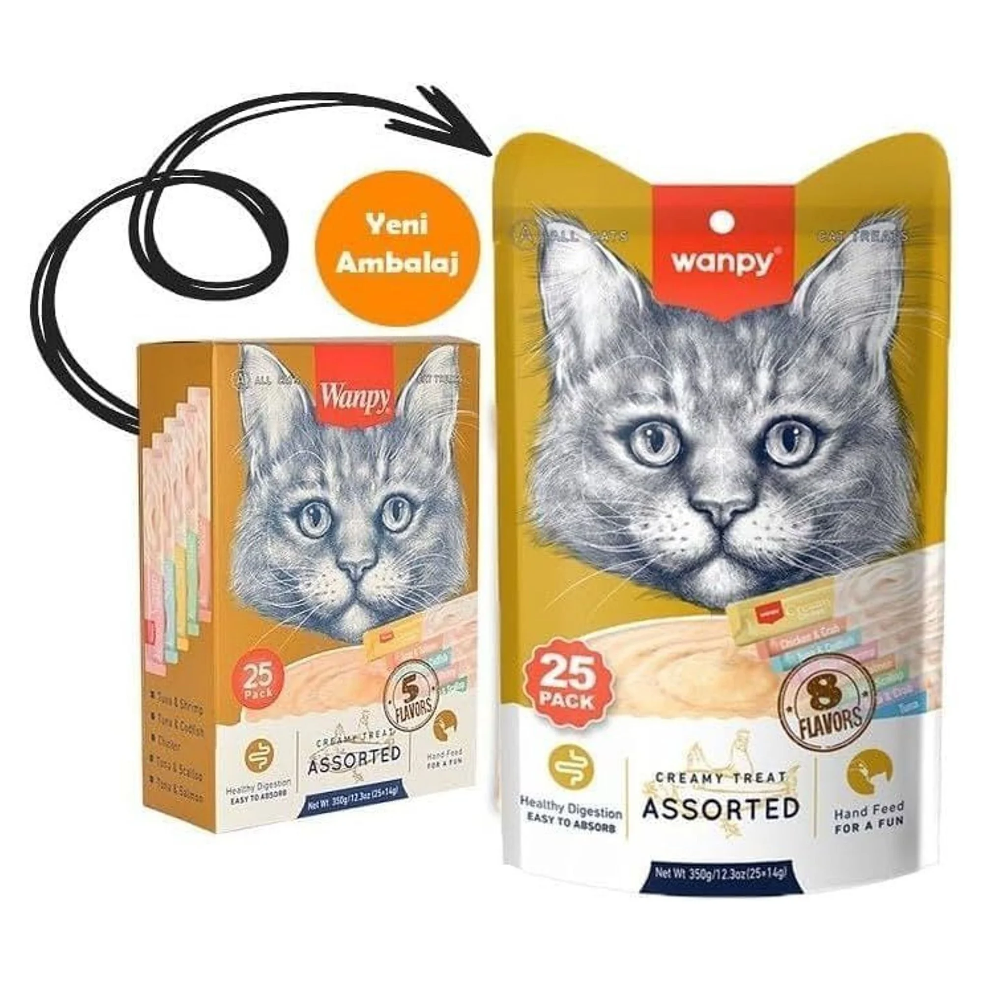 Wanpy Karışık 8 Lezzetli Krema Kedi Ödülü 25x14 G — 370 g — Görsel 5