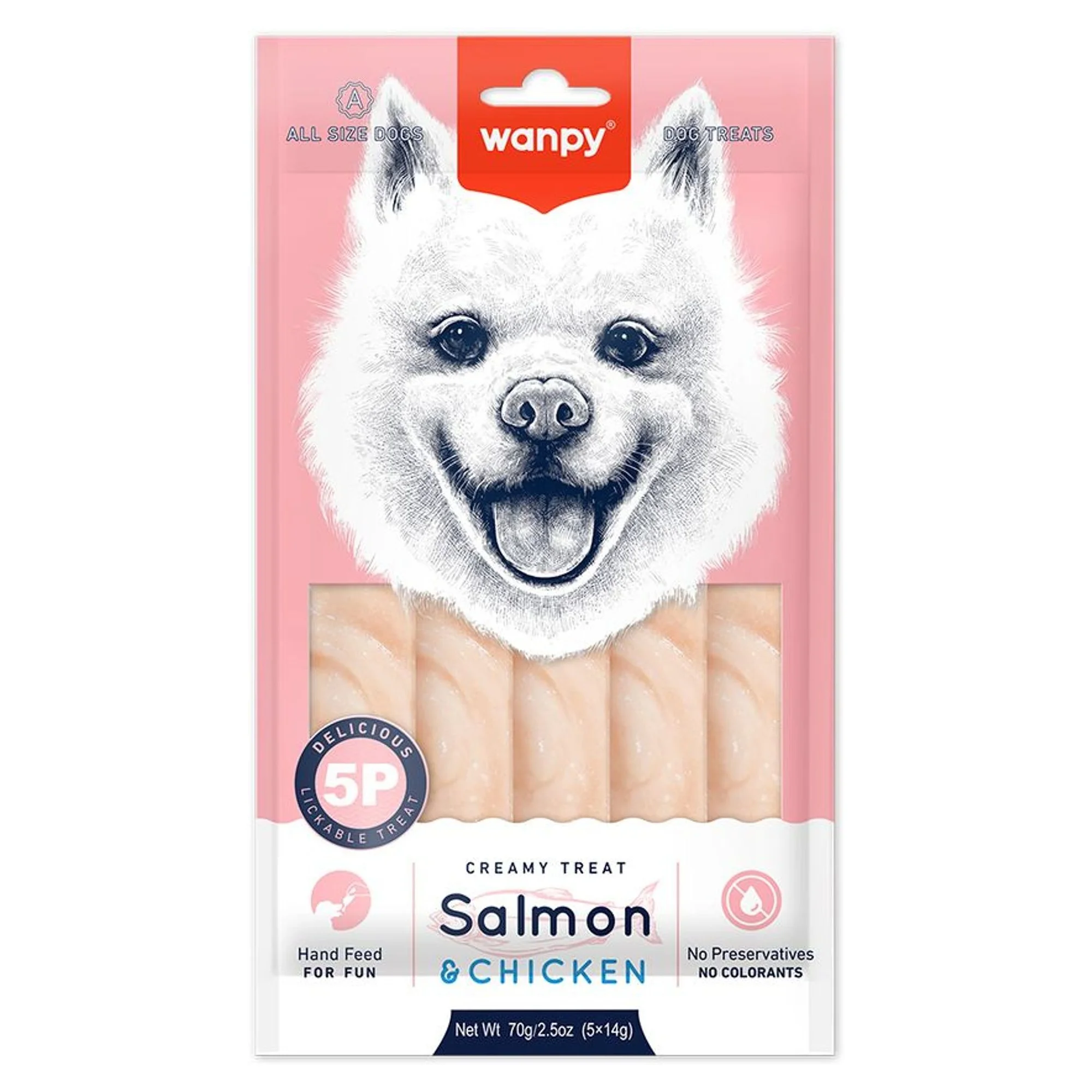 Wanpy Wanpy Somonlu ve Tavuklu Krema Köpek Ödül Maması 5x14 G