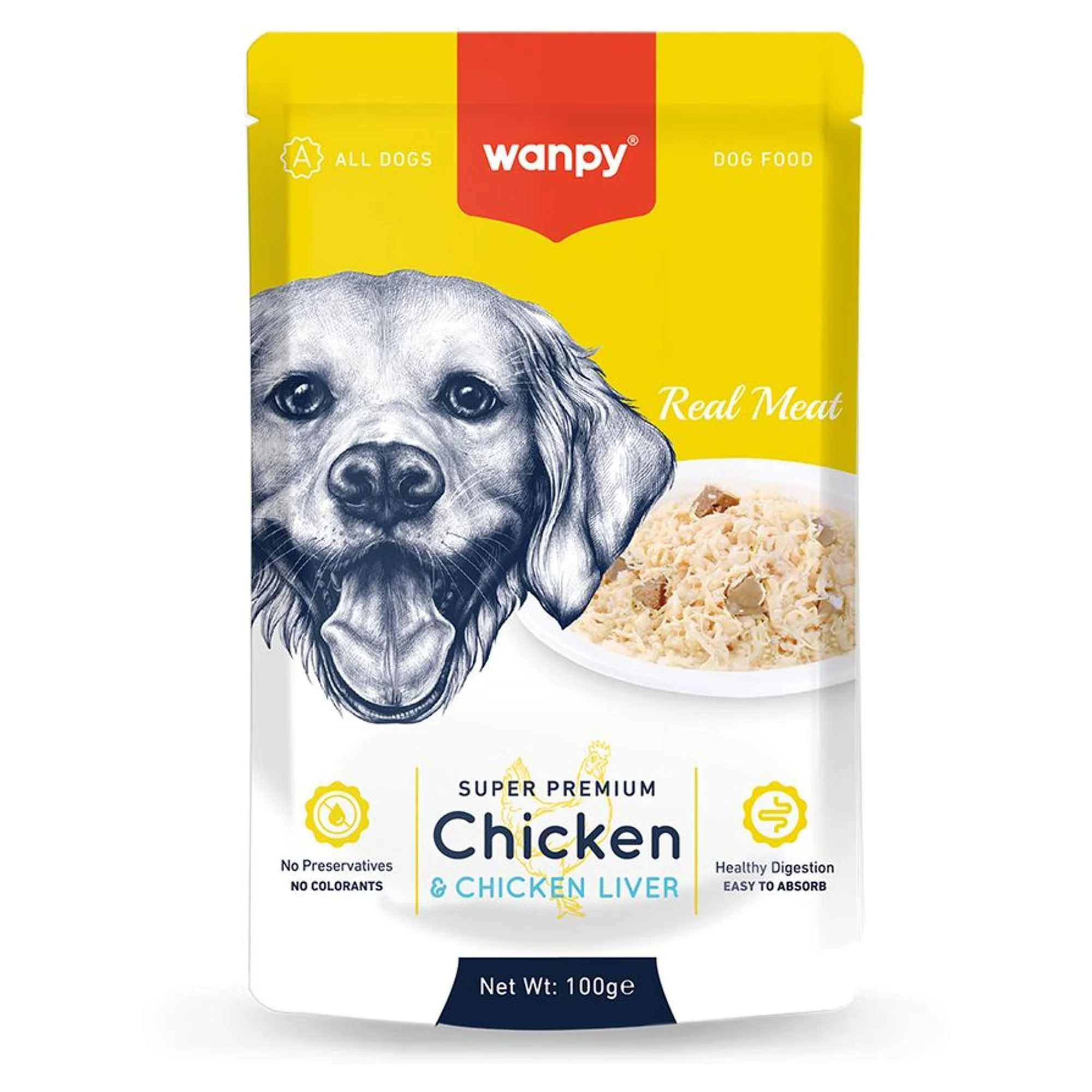 Wanpy Wanpy Tavuklu ve Ciğerli Yaş Köpek Maması 100 G