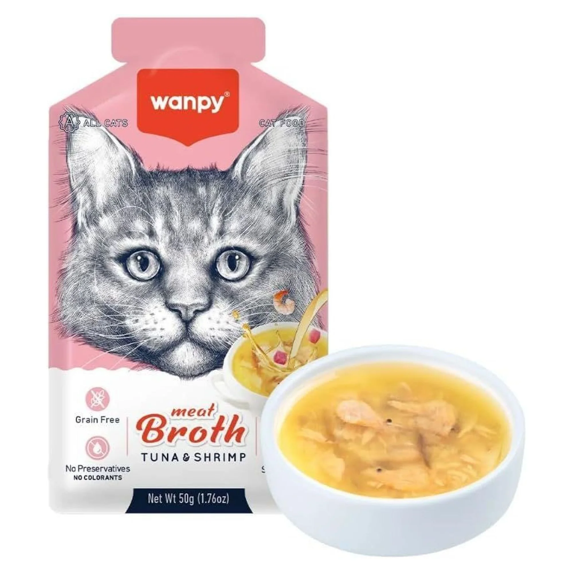 Wanpy Kediler için Karidesli Ton Balığı Eti Çorbası 50 G — Atıştırmalık, 55 g — Görsel 2