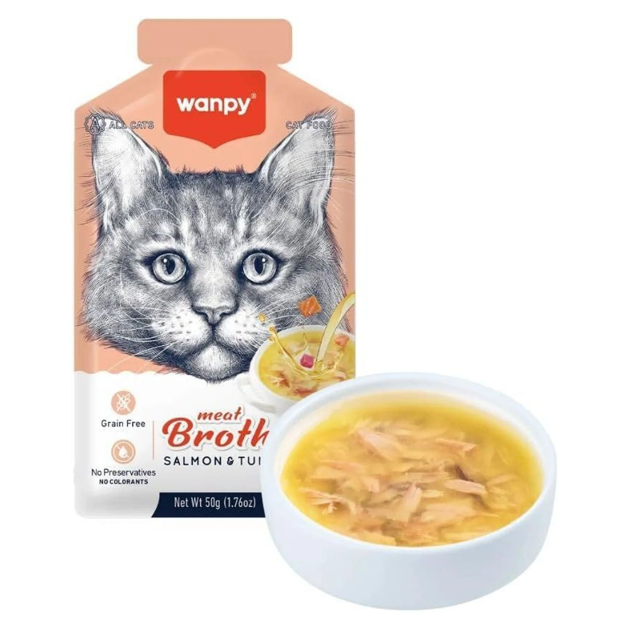Wanpy Kediler için Somon & Ton Balığı Eti Çorbası 50 G — Sıvı, 50 g — Görsel 2