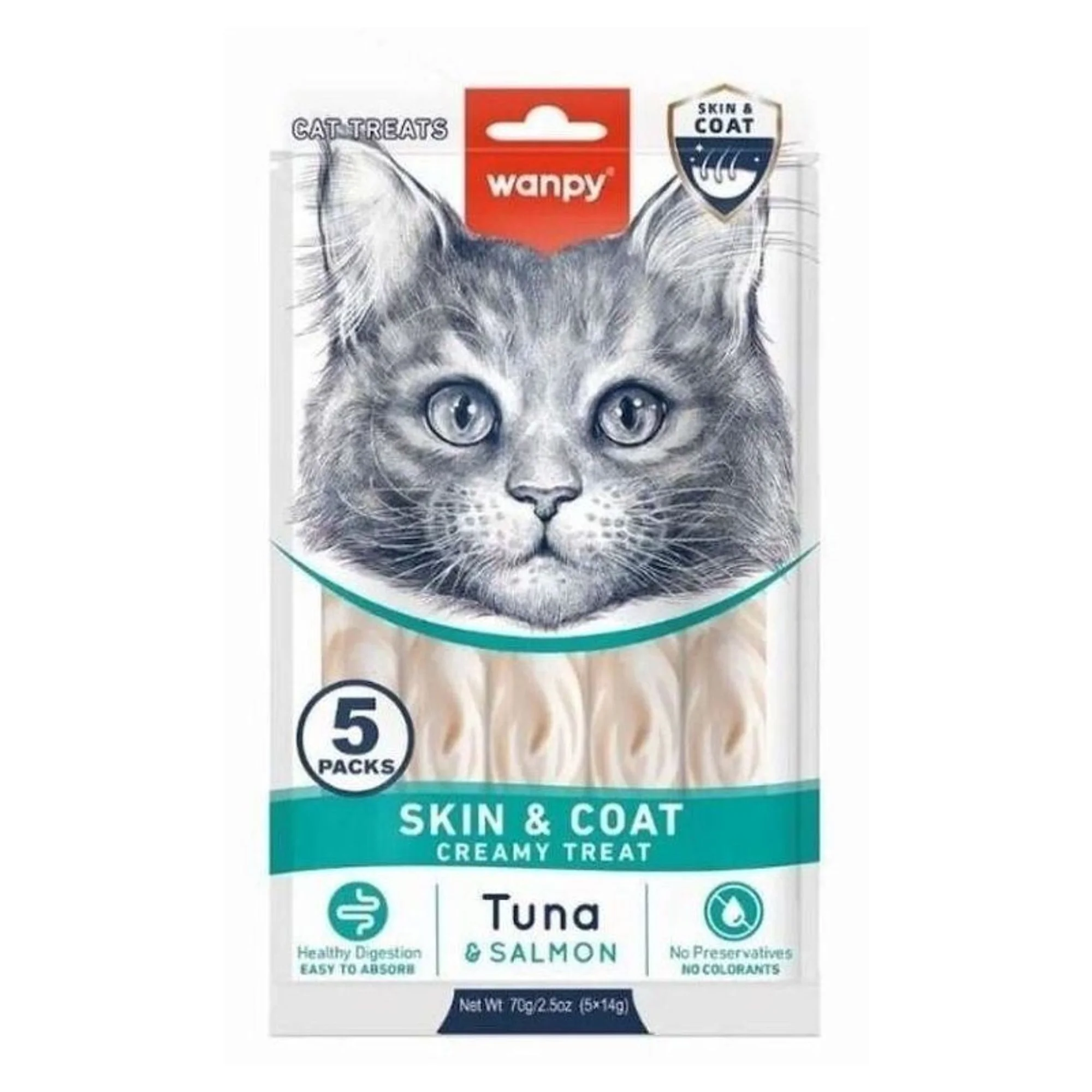 Wanpy Skin&Coat Ton Balığı&Somonlu Kedi Ödülü 5x14 G