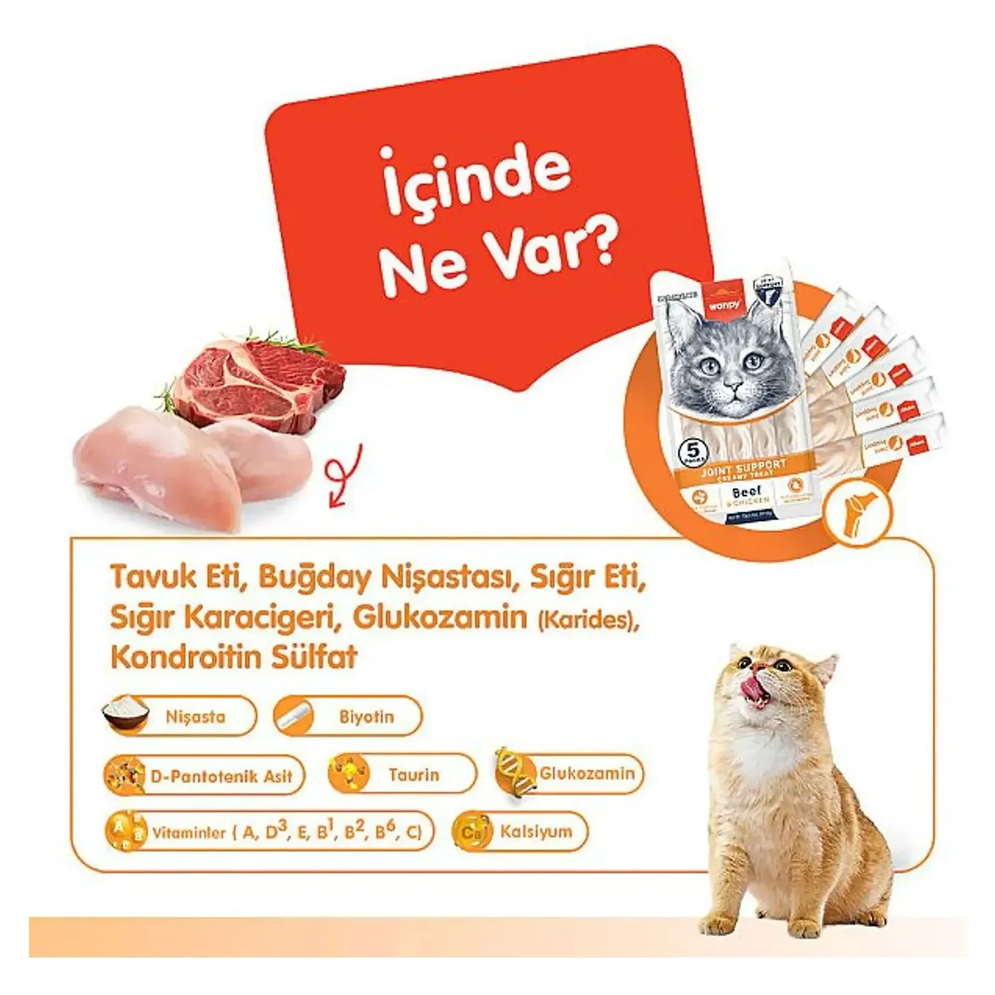 Wanpy Wanpy Bone Support Sığır Eti&Tavuklu Kedi Ödülü 5x14 G — Ödül Maması — Görsel 2