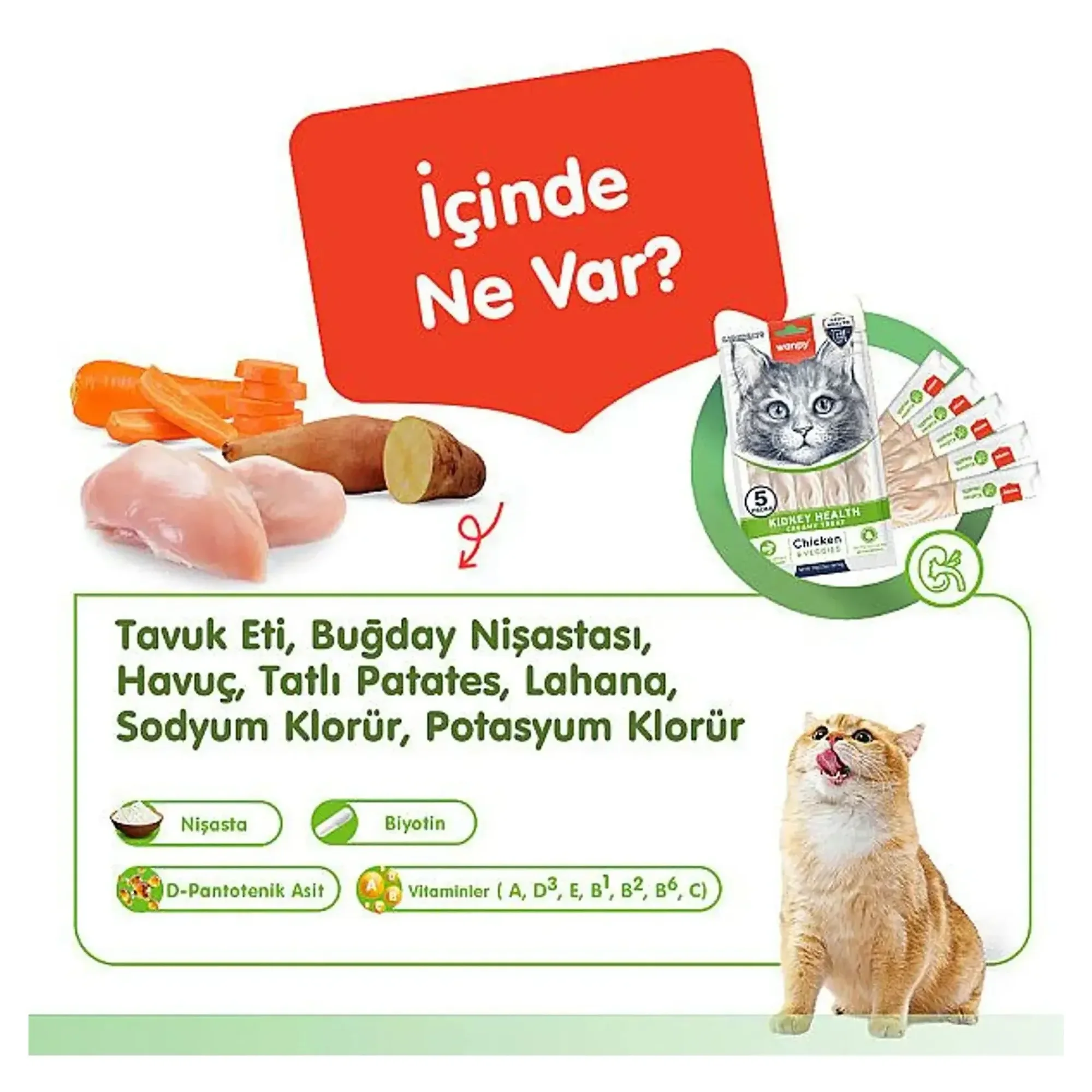 Wanpy Wanpy Kidney Health Tavuk&Sebzeli Kedi Ödülü 5x14 G — Ödül Maması — Görsel 2