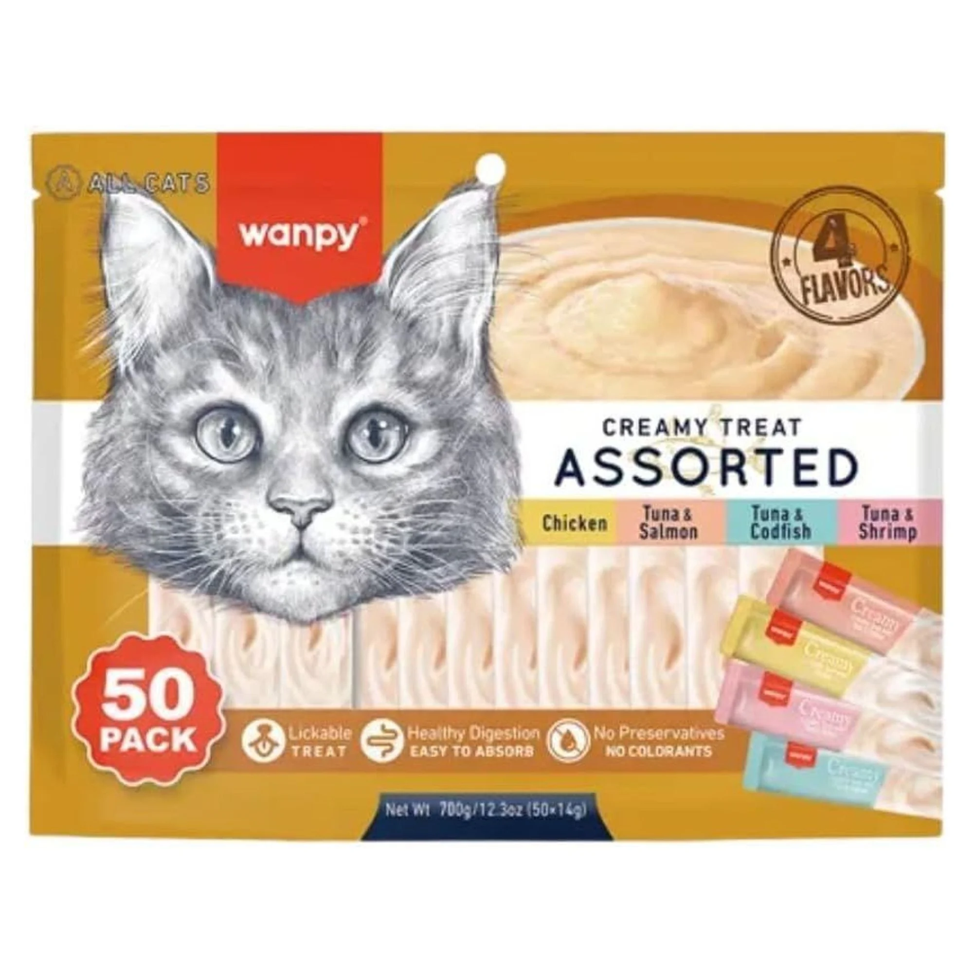 Wanpy Karışık 4 Lezzetli Krema Kedi Ödülü 50x14 G