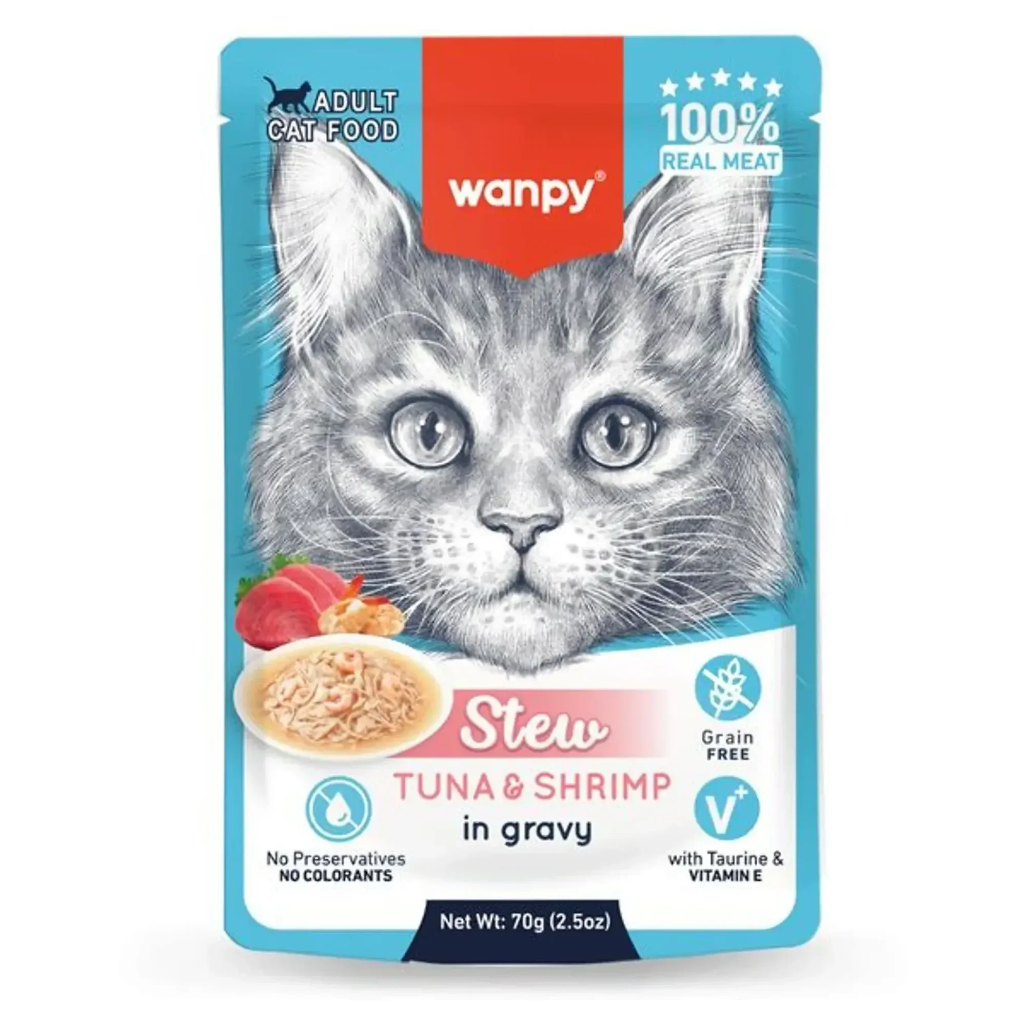 Wanpy Wanpy Pouch Ton Balık&Karidesli Yaş Yetişkin Kedi Maması 70 G