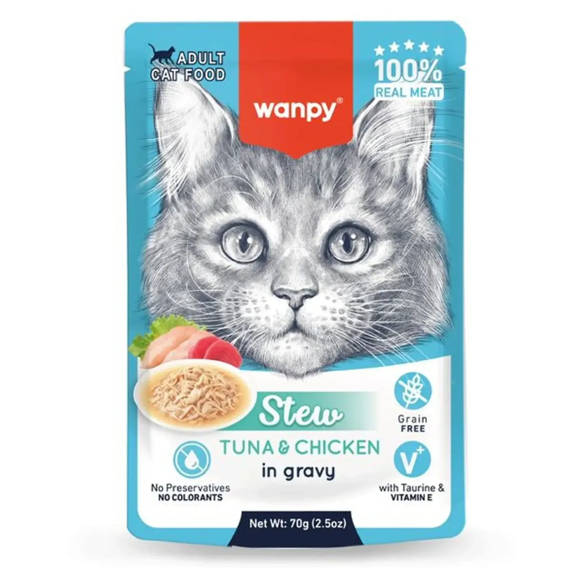 Wanpy Wanpy Pouch Ton Balık&Tavuklu Yaş Yetişkin Kedi Maması 70 G