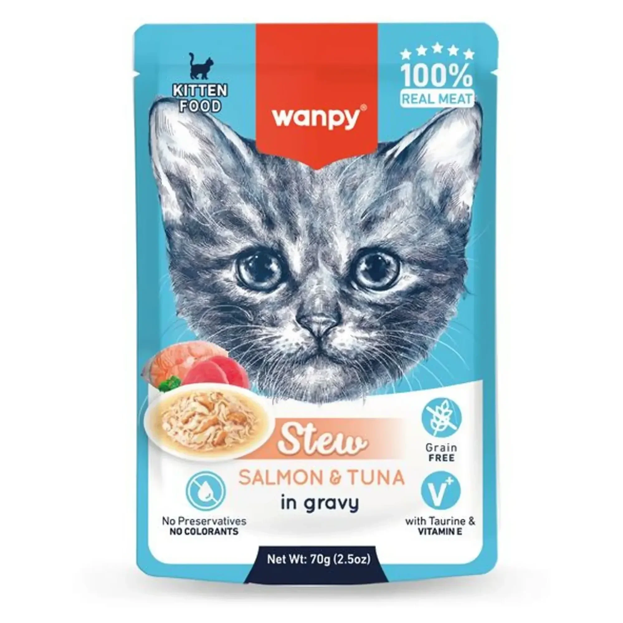 Wanpy Wanpy Pouch Somon&Ton Balıklı Yaş Yavru Kedi Maması 70 G