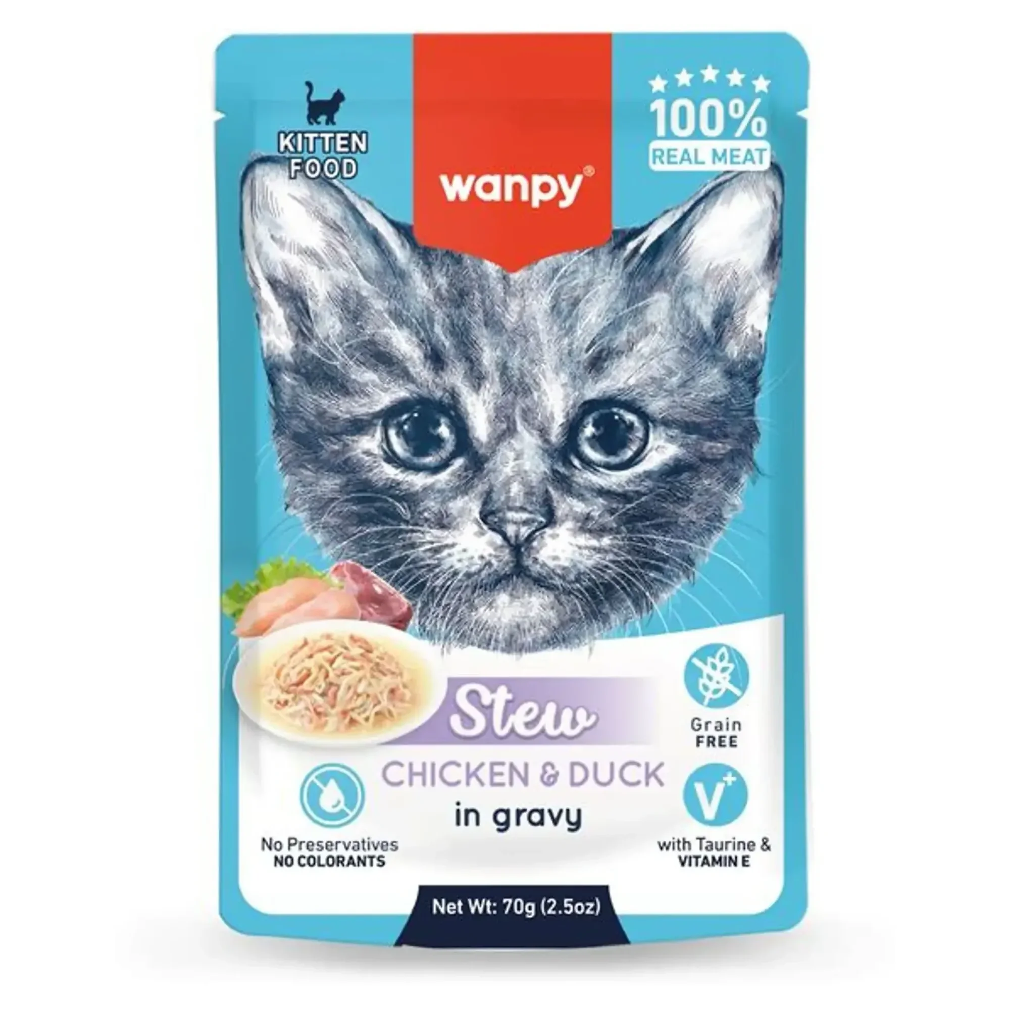 Wanpy Wanpy Pouch Tavuk&Ördek Yaş Yavru Kedi Maması 70 G