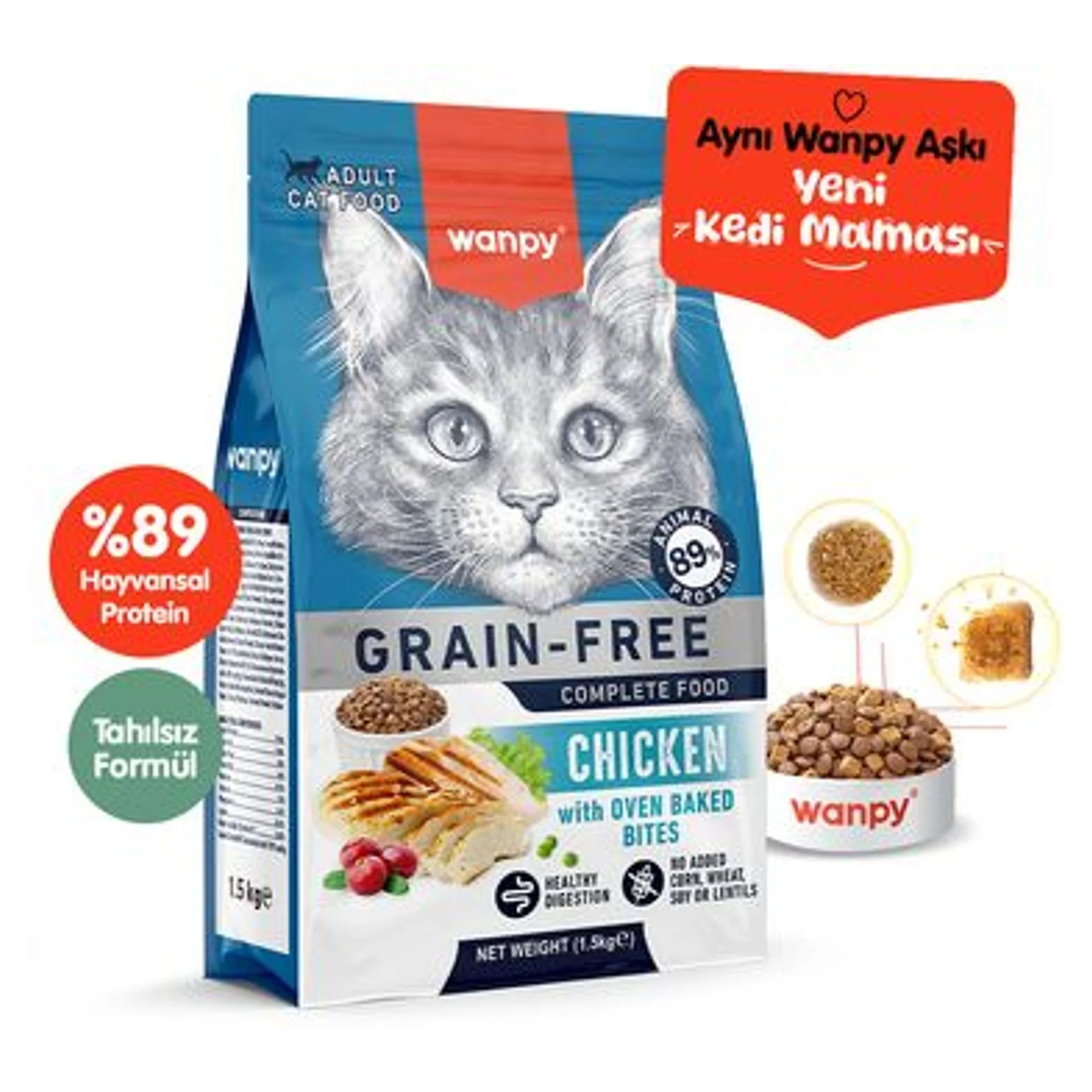 Wanpy Wanpy Tahılsız Tavuklu Yetişkin Kedi Maması 1.5 KG