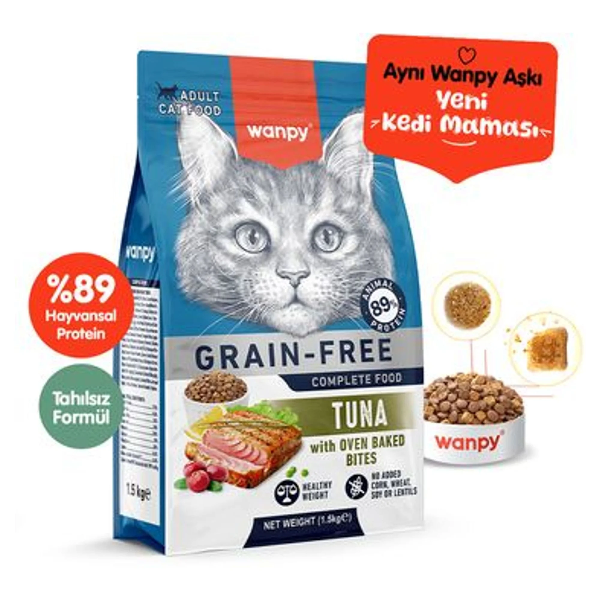Wanpy Wanpy Tahılsız Ton Balıklı Yetişkin Kedi Maması 1.5 KG
