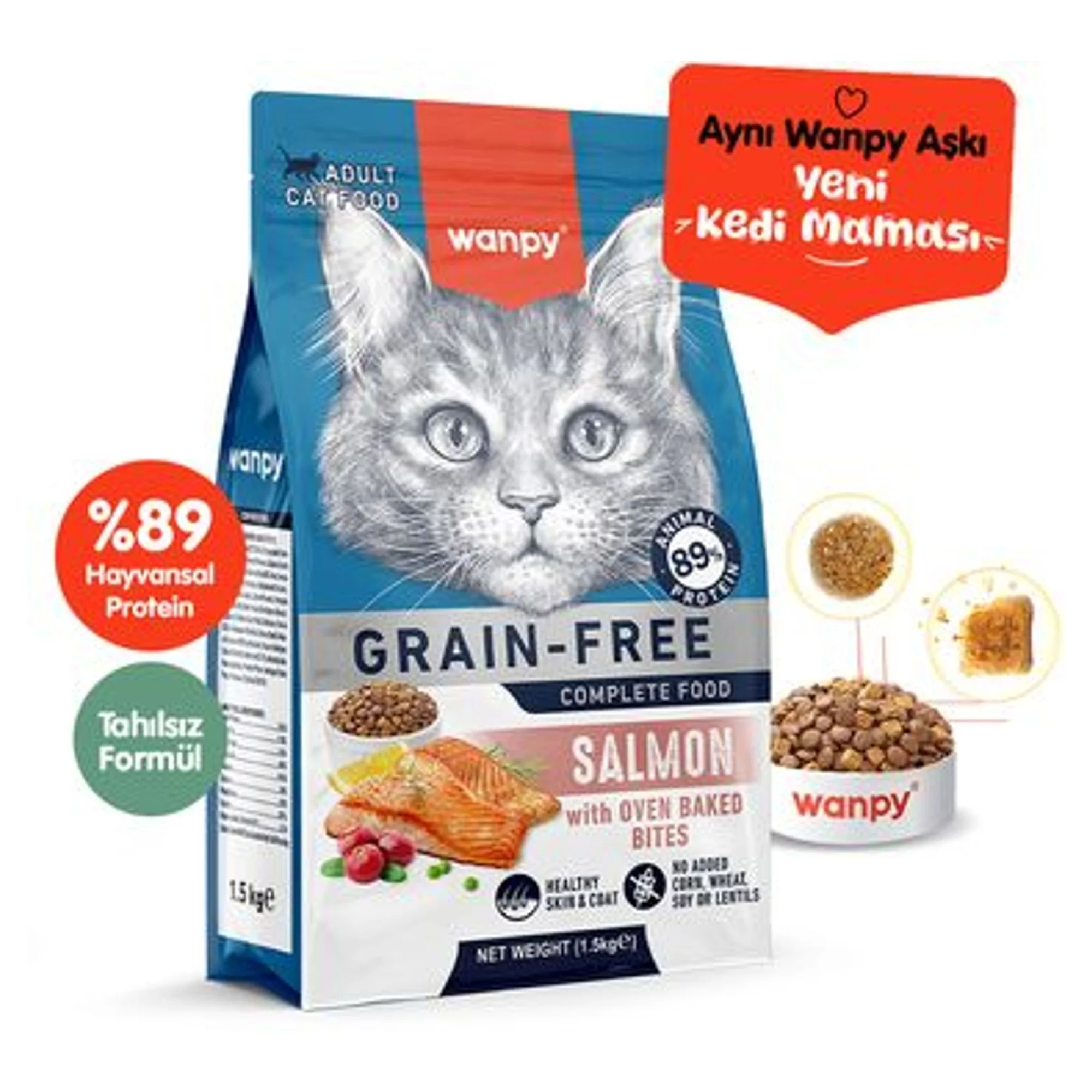 Wanpy Wanpy Tahılsız Somonlu Yetişkin Kedi Maması 1.5 KG