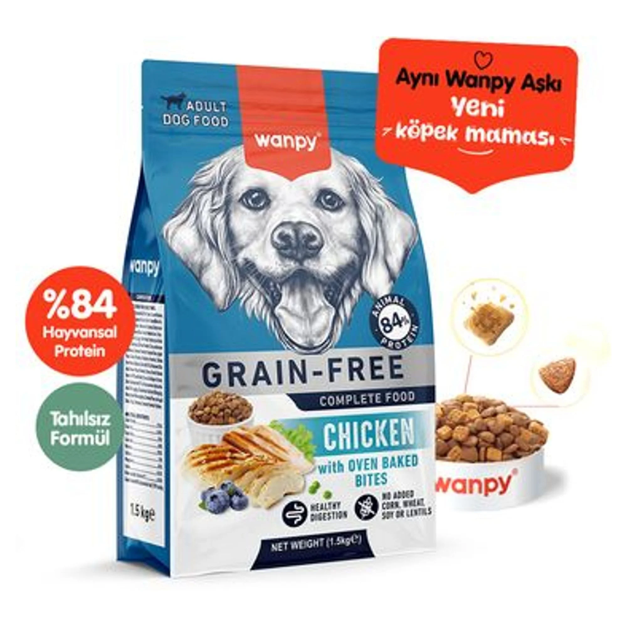 Wanpy Wanpy Tahılsız Tavuklu Yetişkin Köpek Maması 1.5 KG