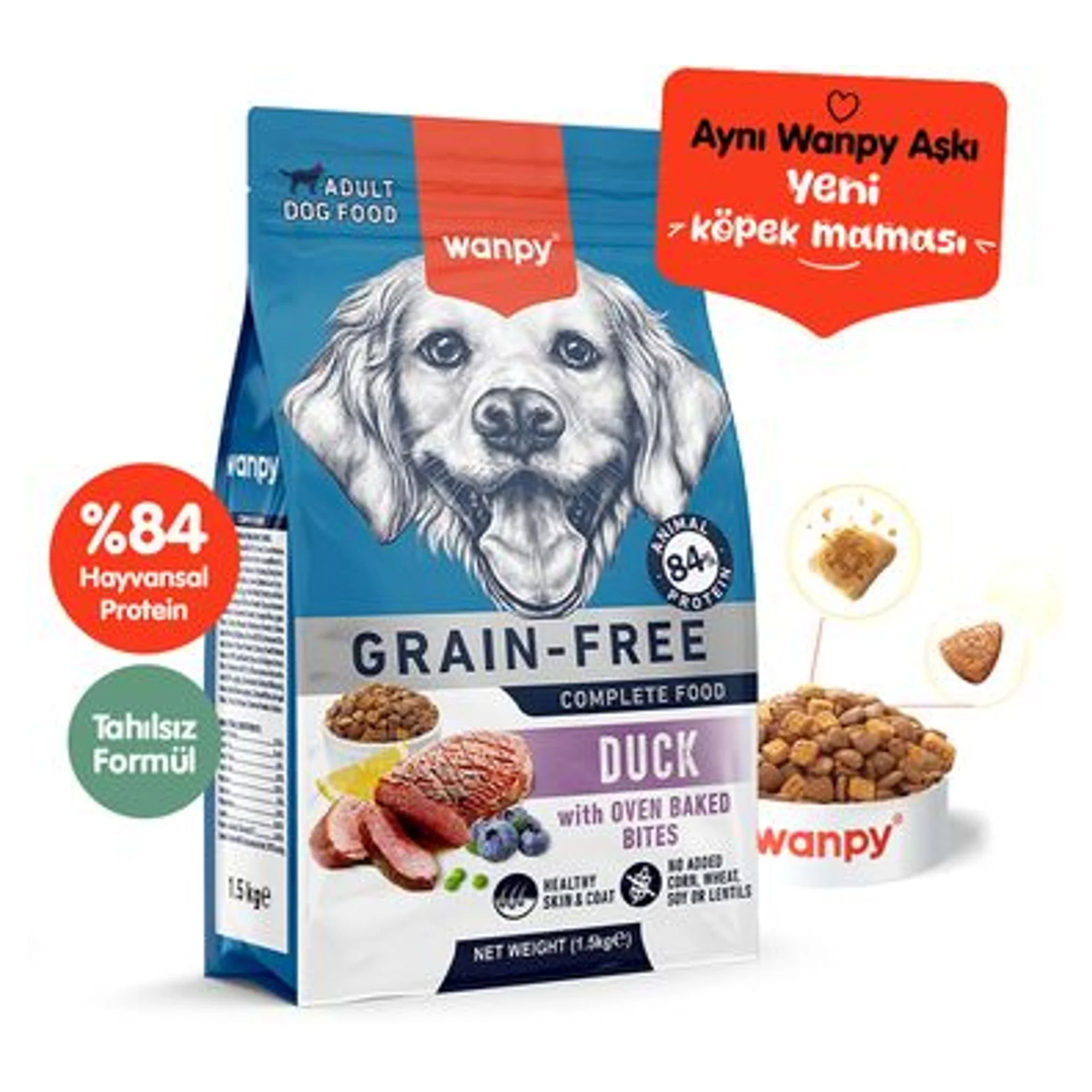 Wanpy Wanpy Tahılsız Ördekli Yetişkin Köpek Maması 1.5 KG