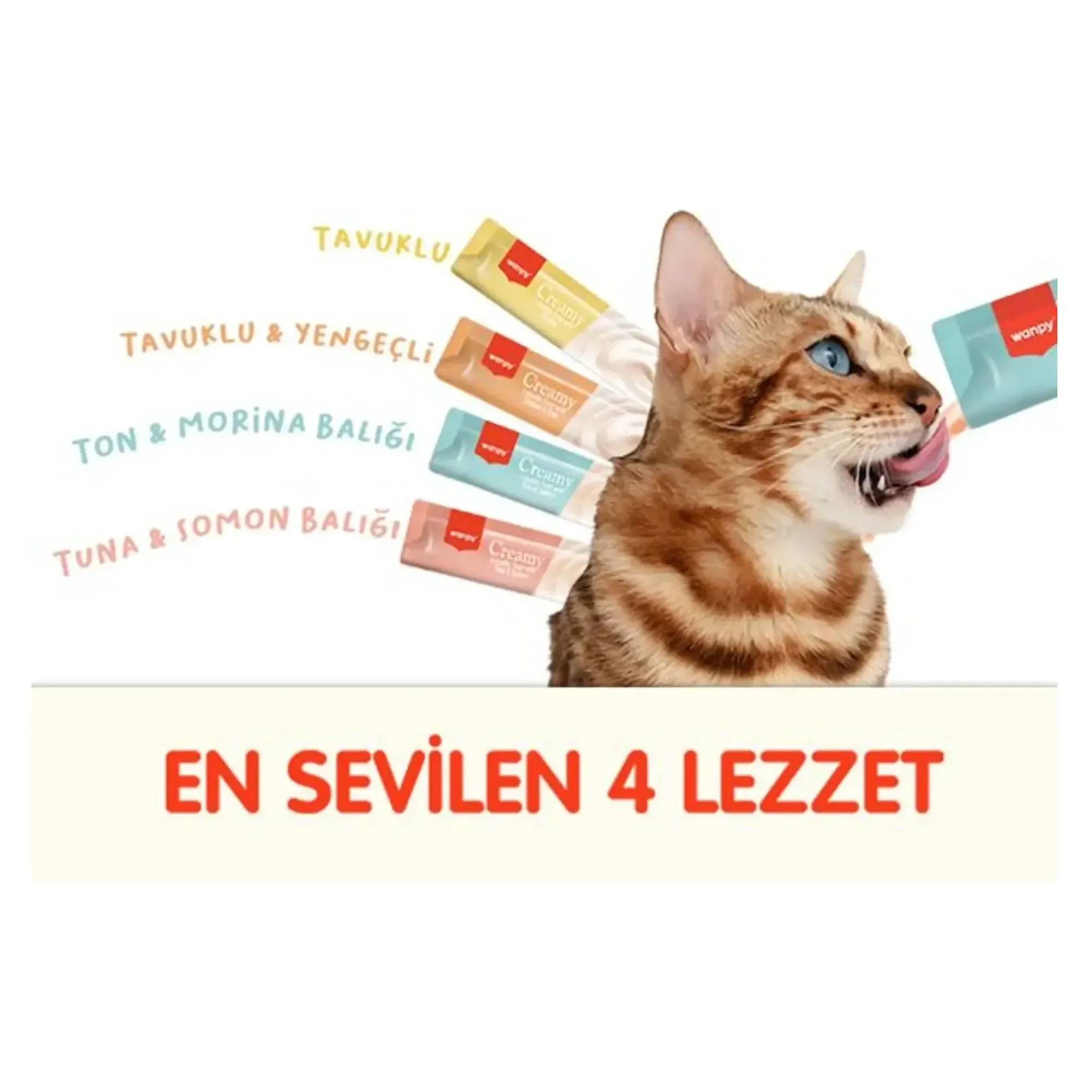 Wanpy Wanpy Karışık 4 Lezzet 100'lü  Krema Kedi Ödülü 100*14 G — Görsel 2