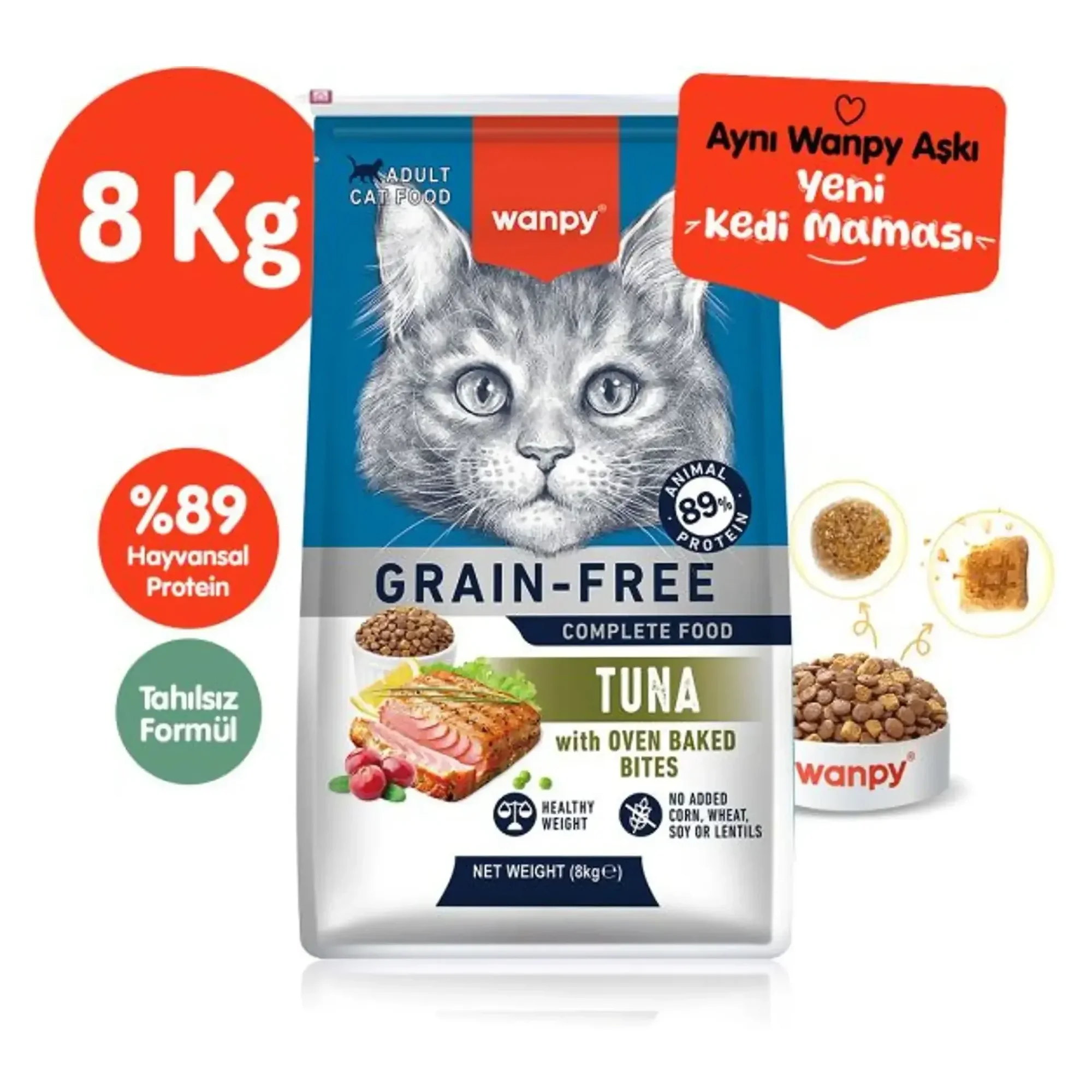 Wanpy Wanpy Tahılsız Ton Balıklı Yetişkin Kedi Maması 8 KG