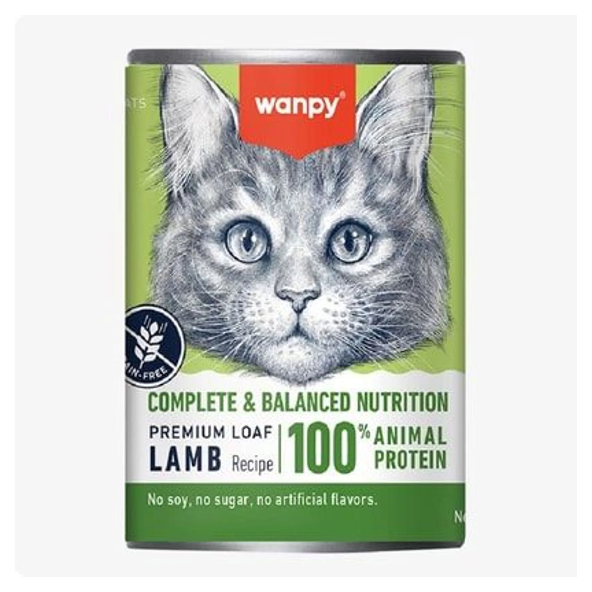 Wanpy Tahılsız %100 Gerçek Et Kuzulu Kedi Konserve 375 G