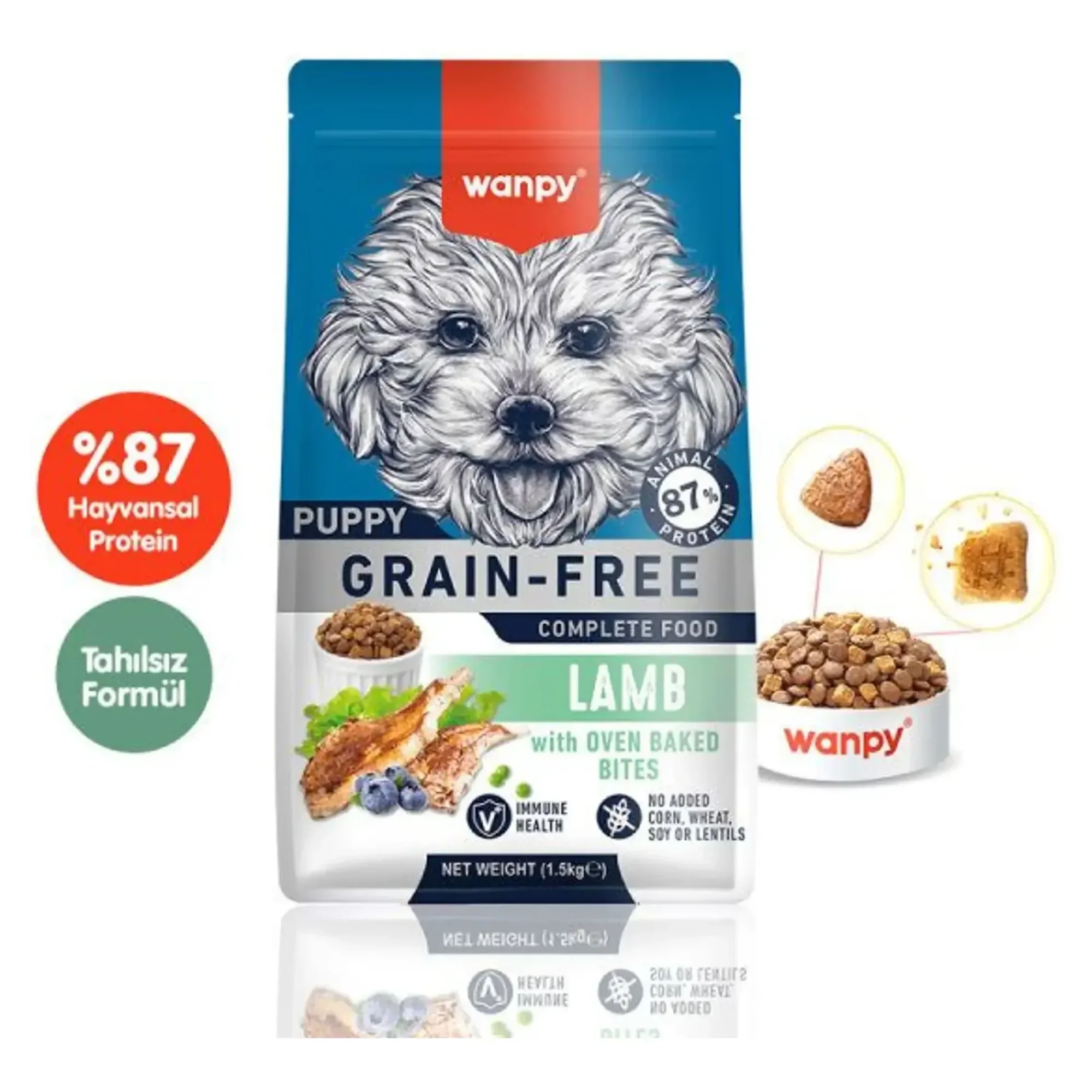 Wanpy Wanpy Tahılsız Kuzulu Yavru Köpek Maması 1.5 KG