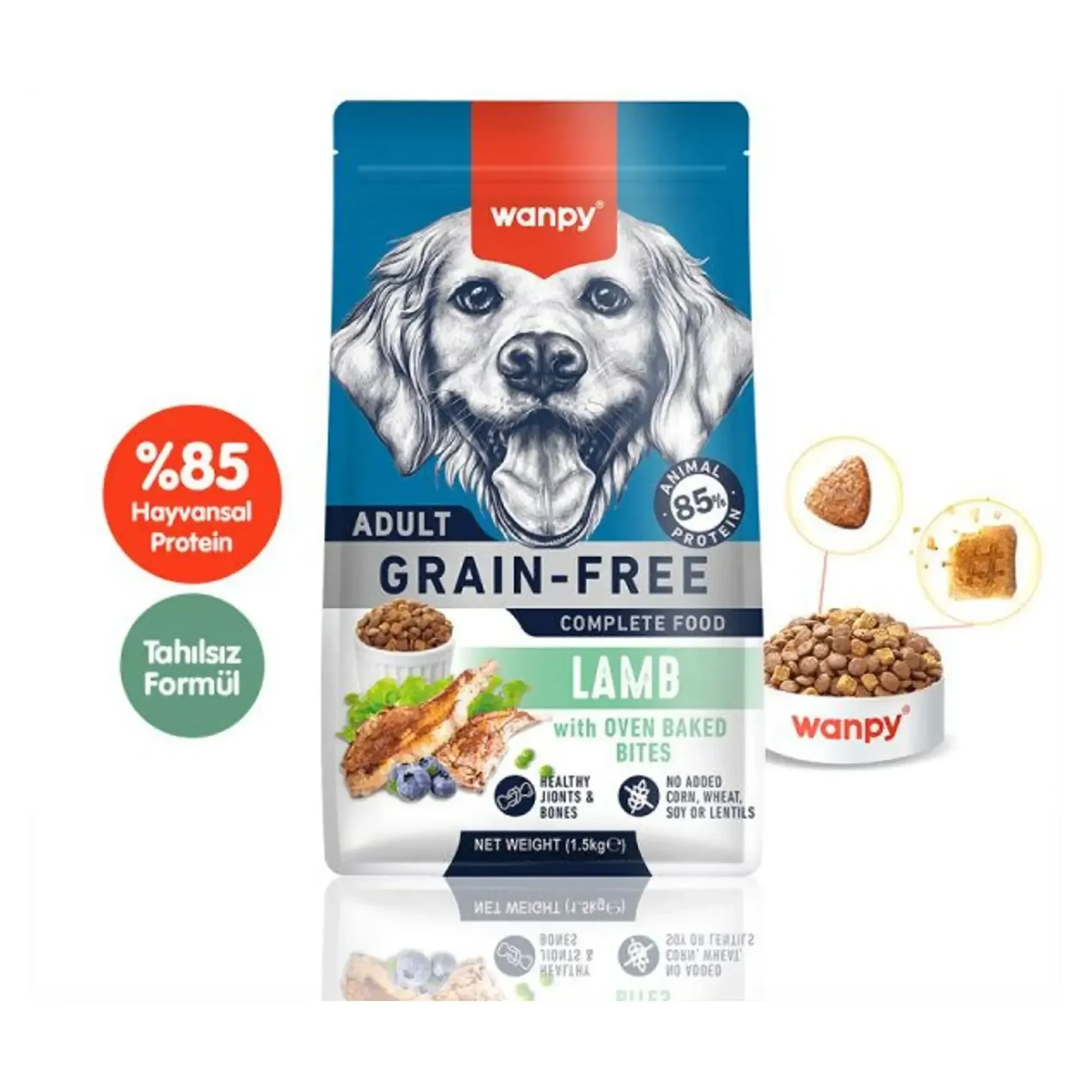 Wanpy Wanpy Tahılsız Kuzulu Yetişkin Köpek Maması 1,.5 KG