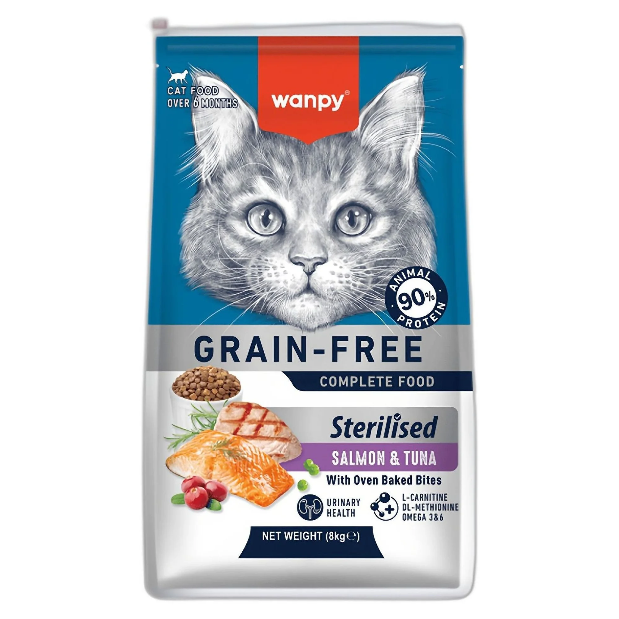 Wanpy Wanpy Tahılsız Somon&Tuna Kısırlaştırılmış Kedi Maması 8 KG