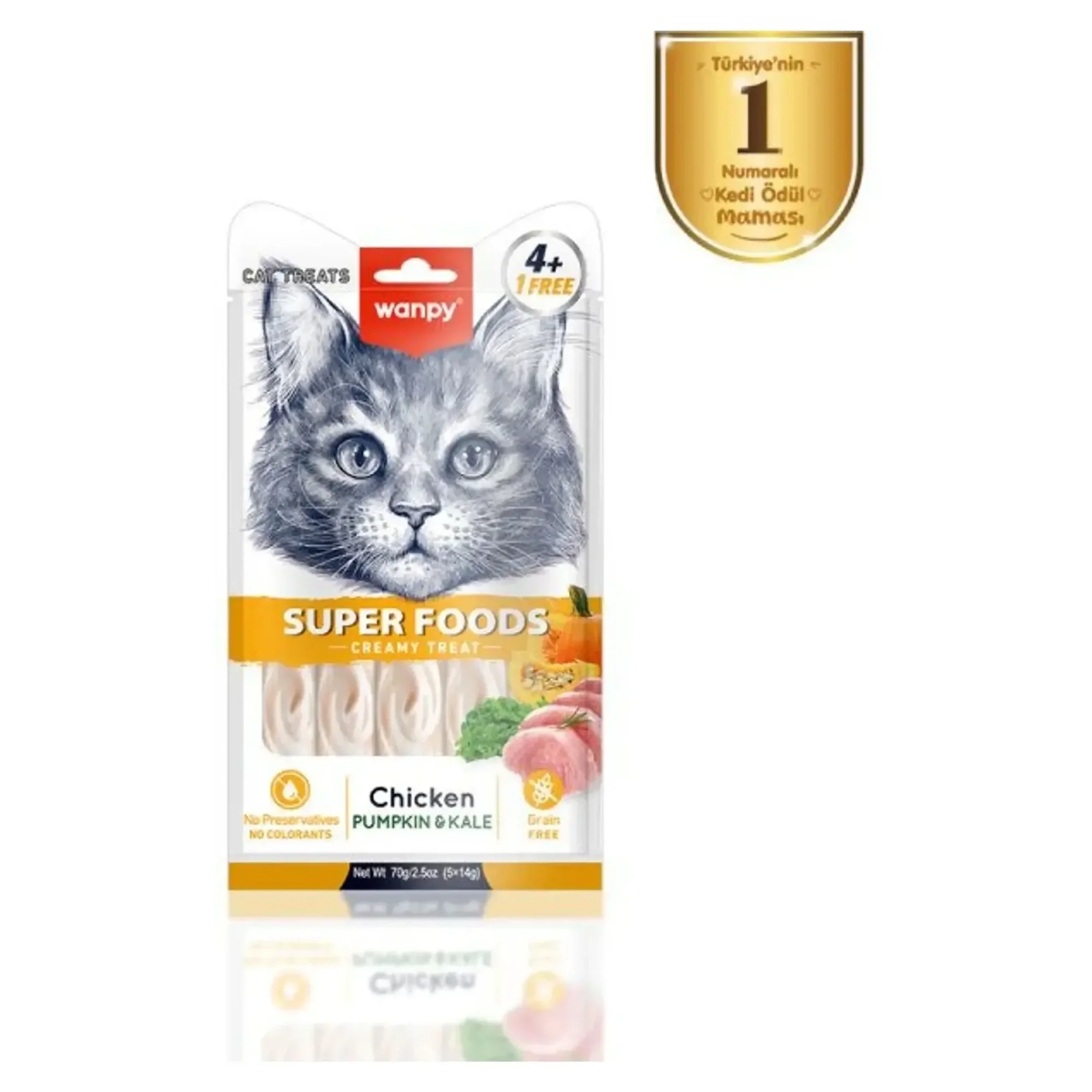 Wanpy Wanpy Superfood Balkabağı ve Kara Lahana Kedi Ödülü 5x14 G