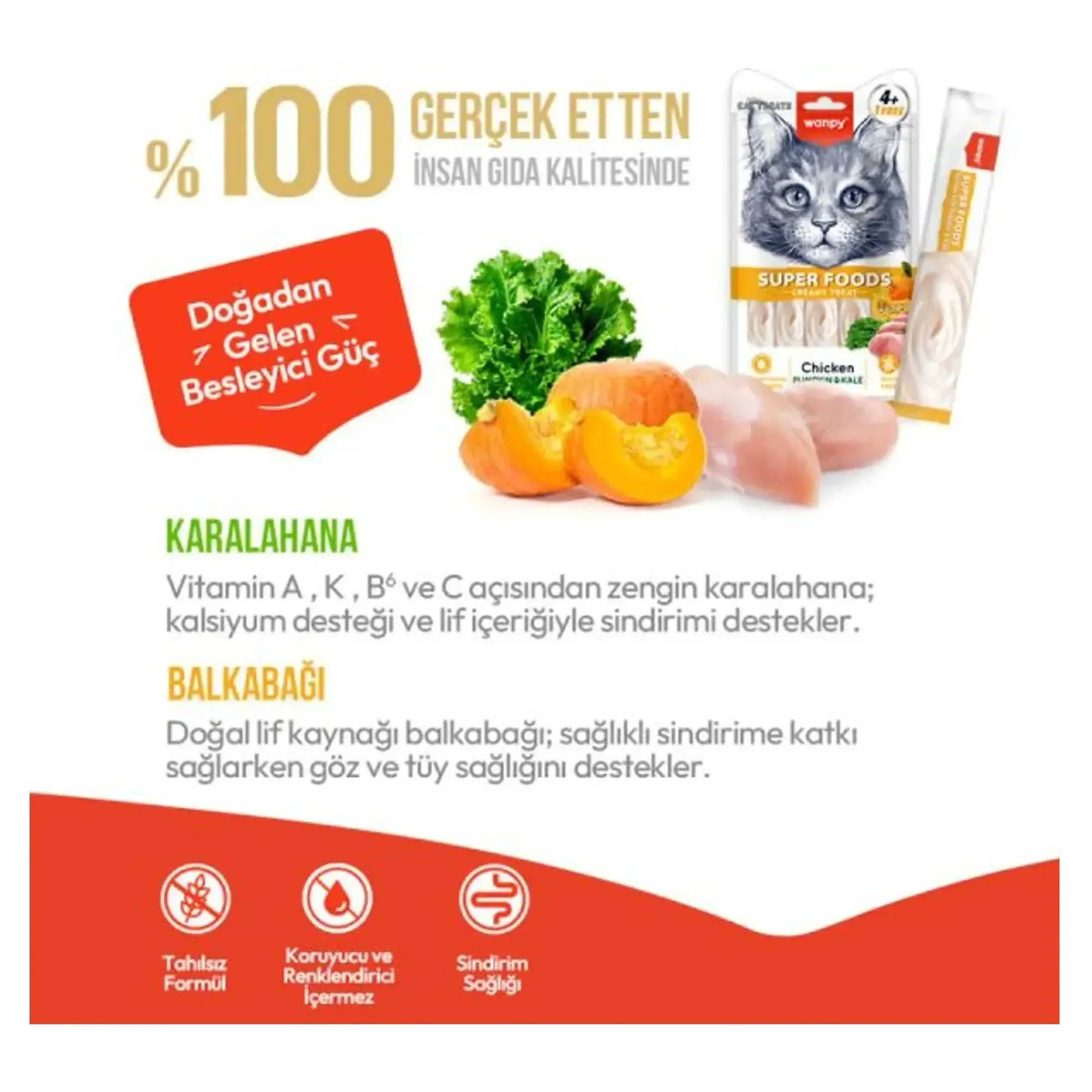 Wanpy Wanpy Superfood Balkabağı ve Kara Lahana Kedi Ödülü 5x14 G — Ödül Maması — Görsel 3