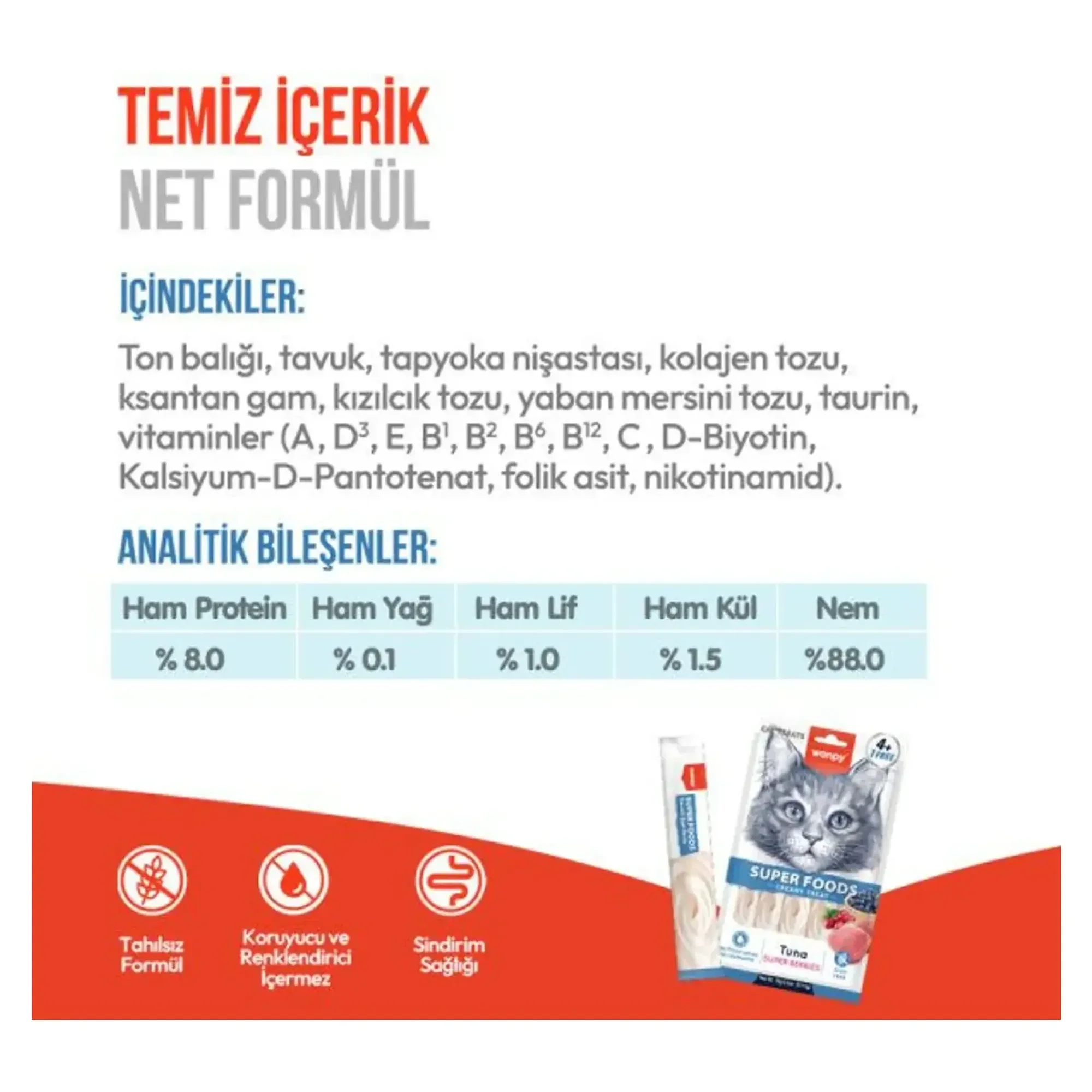 Wanpy Wanpy Superfood Ton Balığı, Yaban Mersini ve Kızılcık Krema Kedi Ödülü 5x14 G — Ödül Maması — Görsel 5