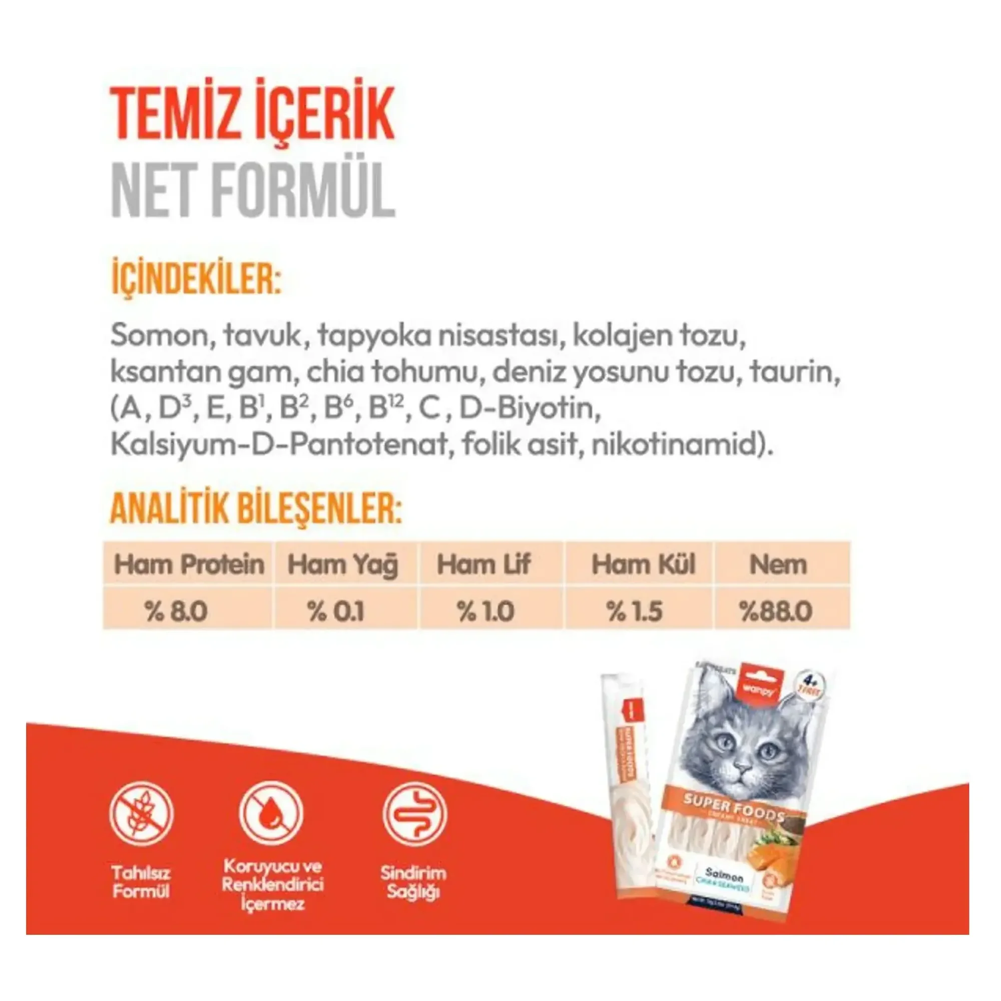 Wanpy Wanpy Superfood Somon, Chia ve Deniz Yosunu Krema Kedi Ödülü 5x14 G — Ödül Maması — Görsel 5
