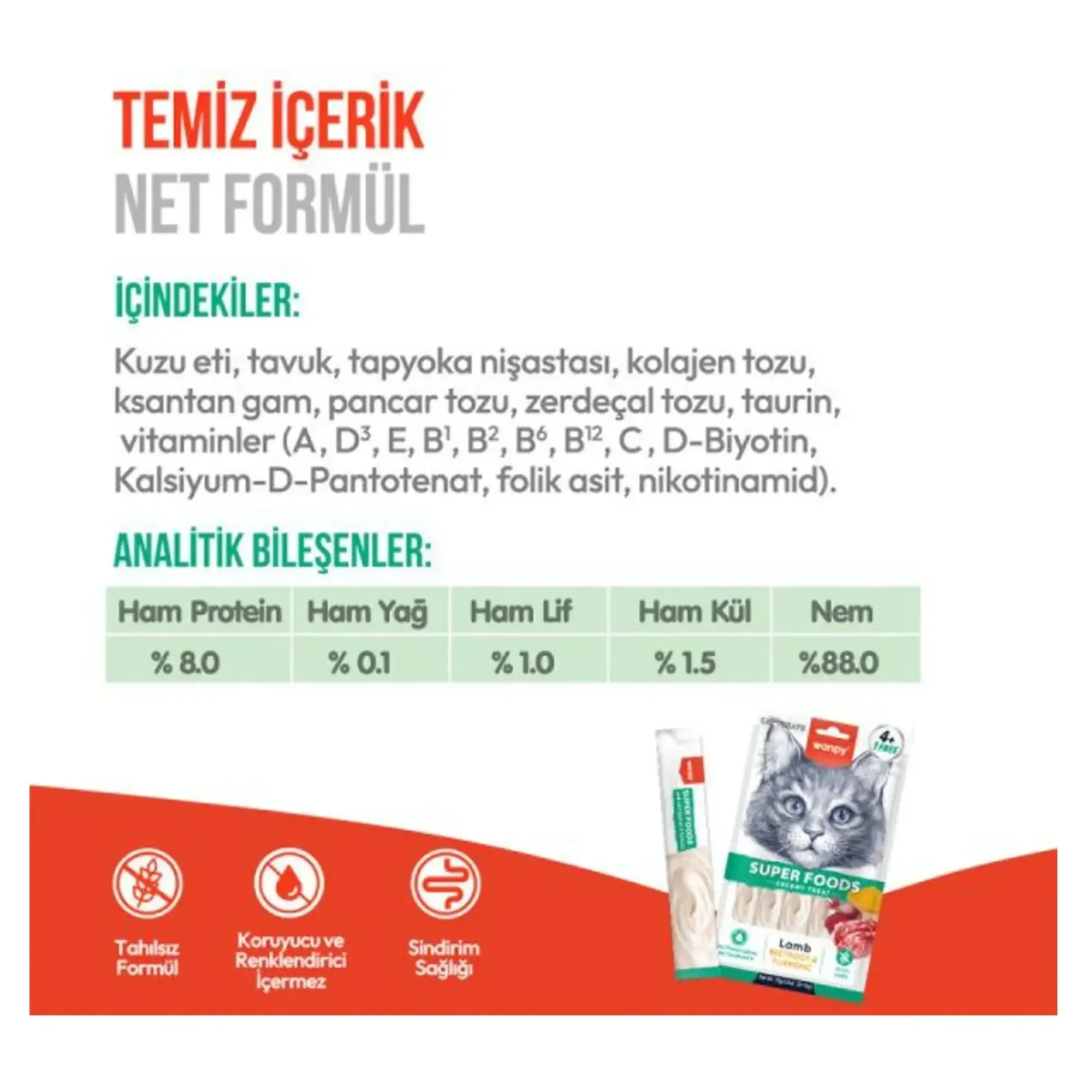 Wanpy Wanpy Superfood Kuzu, Pancar ve Zerdeçal Kedi Ödül Kreması 5x14 G — Ödül Maması — Görsel 3