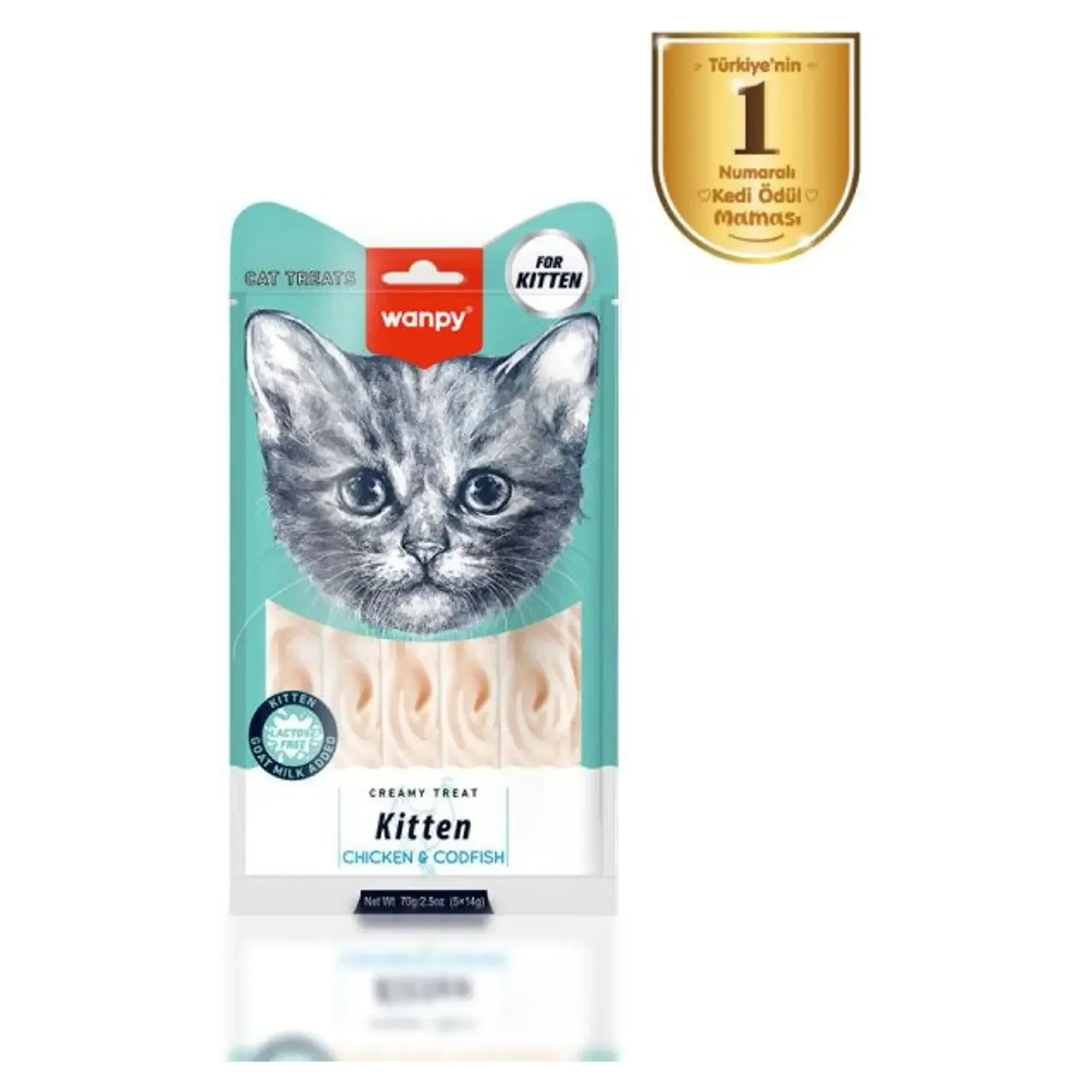 Wanpy Wanpy Tavuk ve Morina Yavru Kedi Krema Ödül Maması 5x14 G
