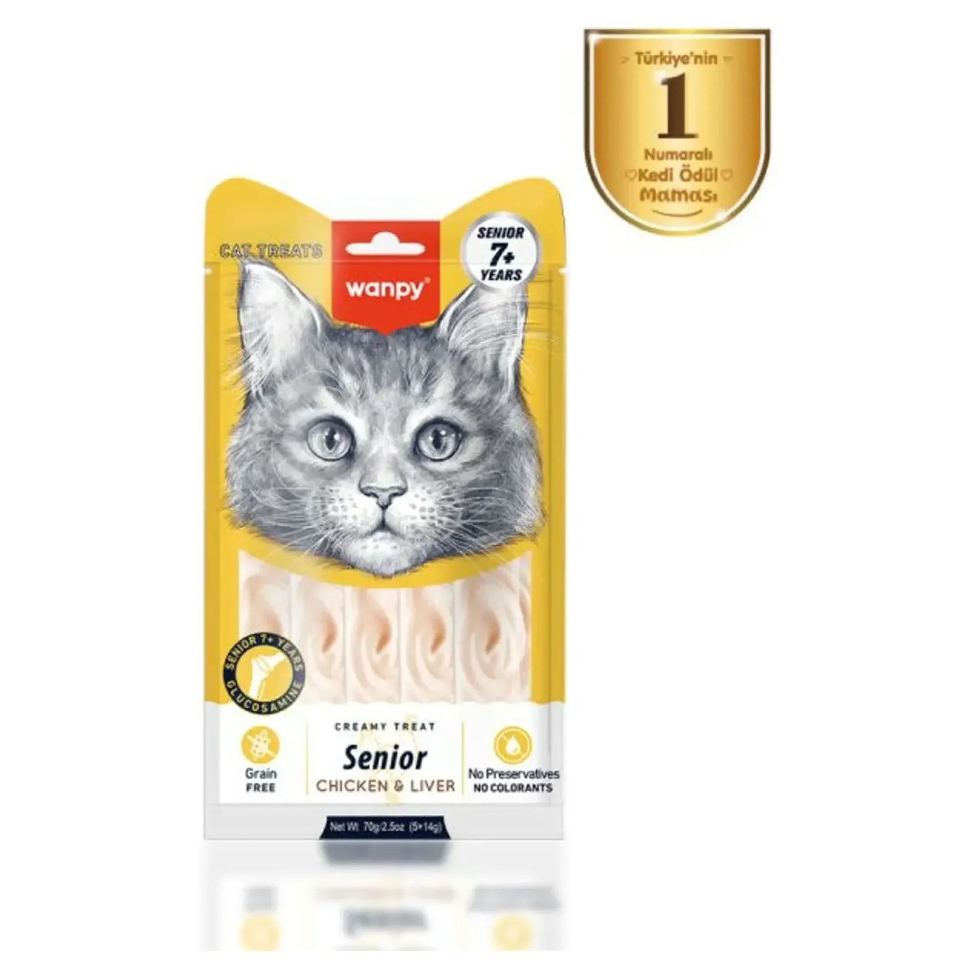 Wanpy Wanpy Tavuk ve Ciğer 7+ Yaş Kedi Krema Ödül Maması 5x14 G