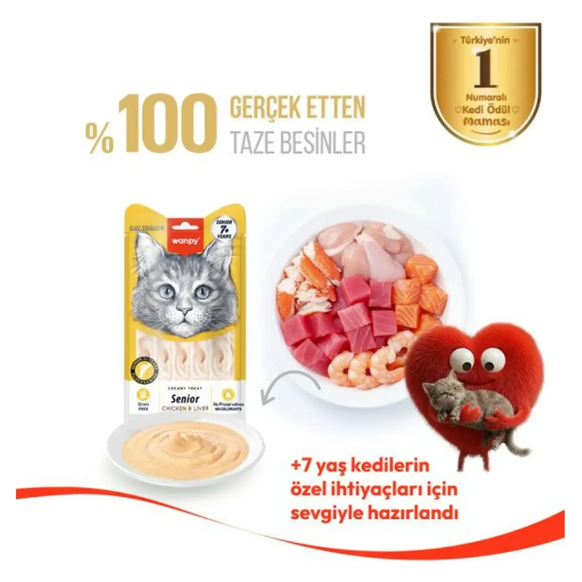 Wanpy Wanpy Tavuk ve Ciğer 7+ Yaş Kedi Krema Ödül Maması 5x14 G — Görsel 2