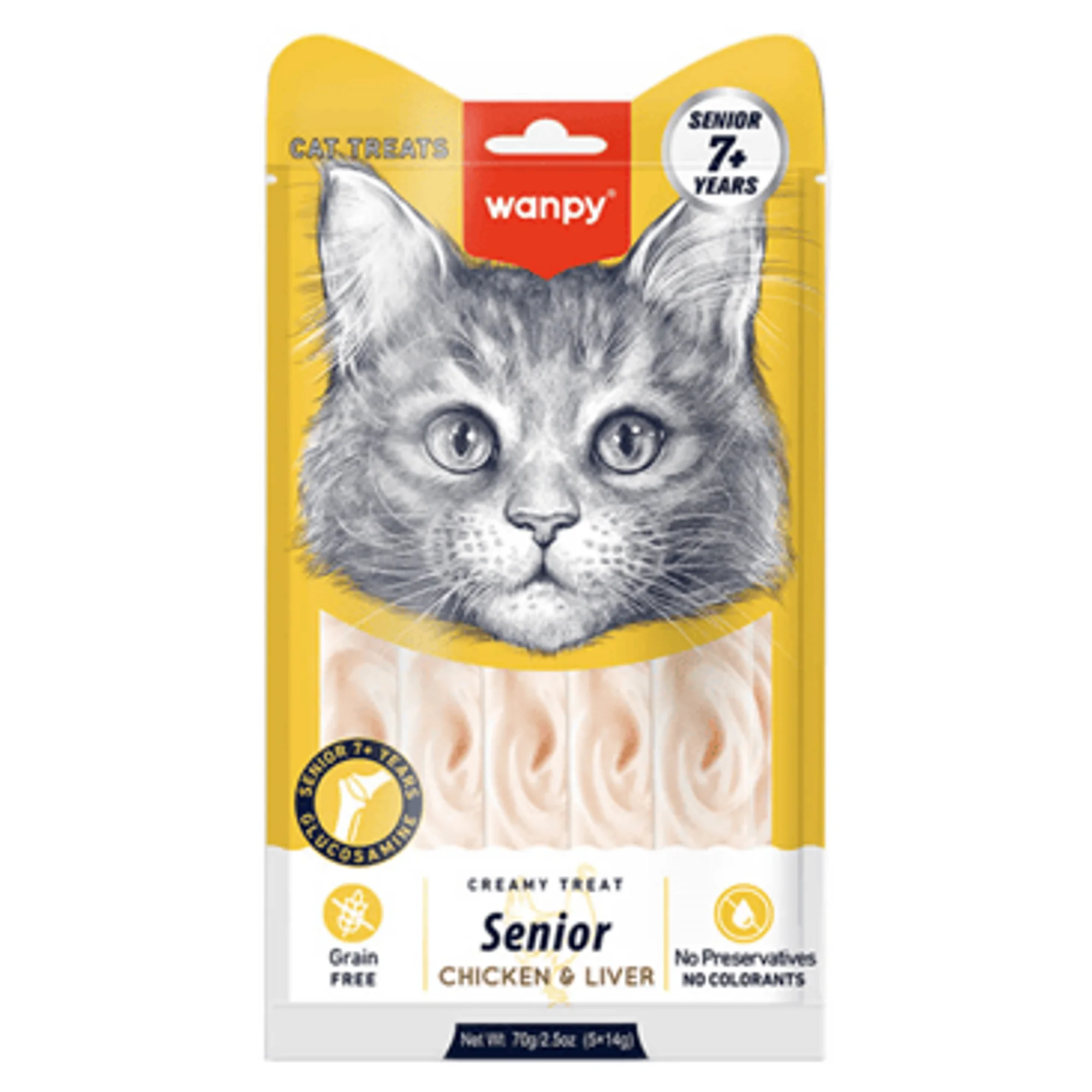 Wanpy Tavuk ve Ciğer 7+ Yaş Kedi Krema Ödül Maması 5x14 G