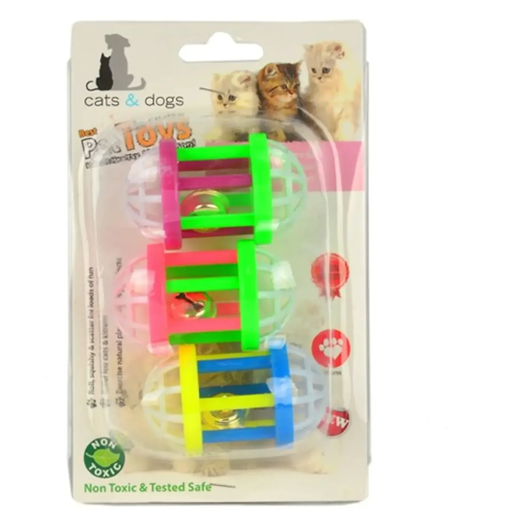 Flip Çıngıraklı Elips Kedi Oyun Topu 3'lü