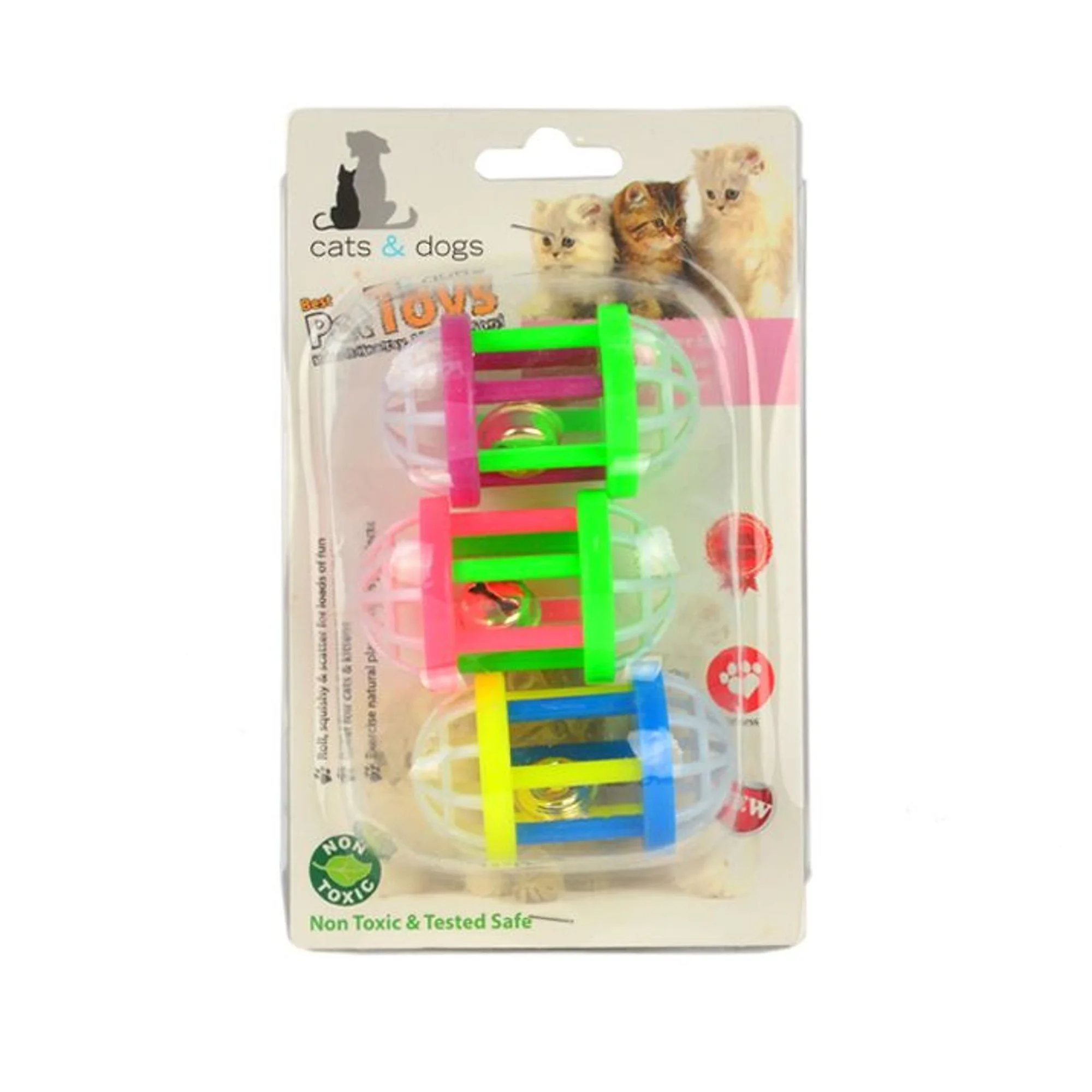 Flip Flip Çıngıraklı Elips Kedi Oyun Topu 3'lü