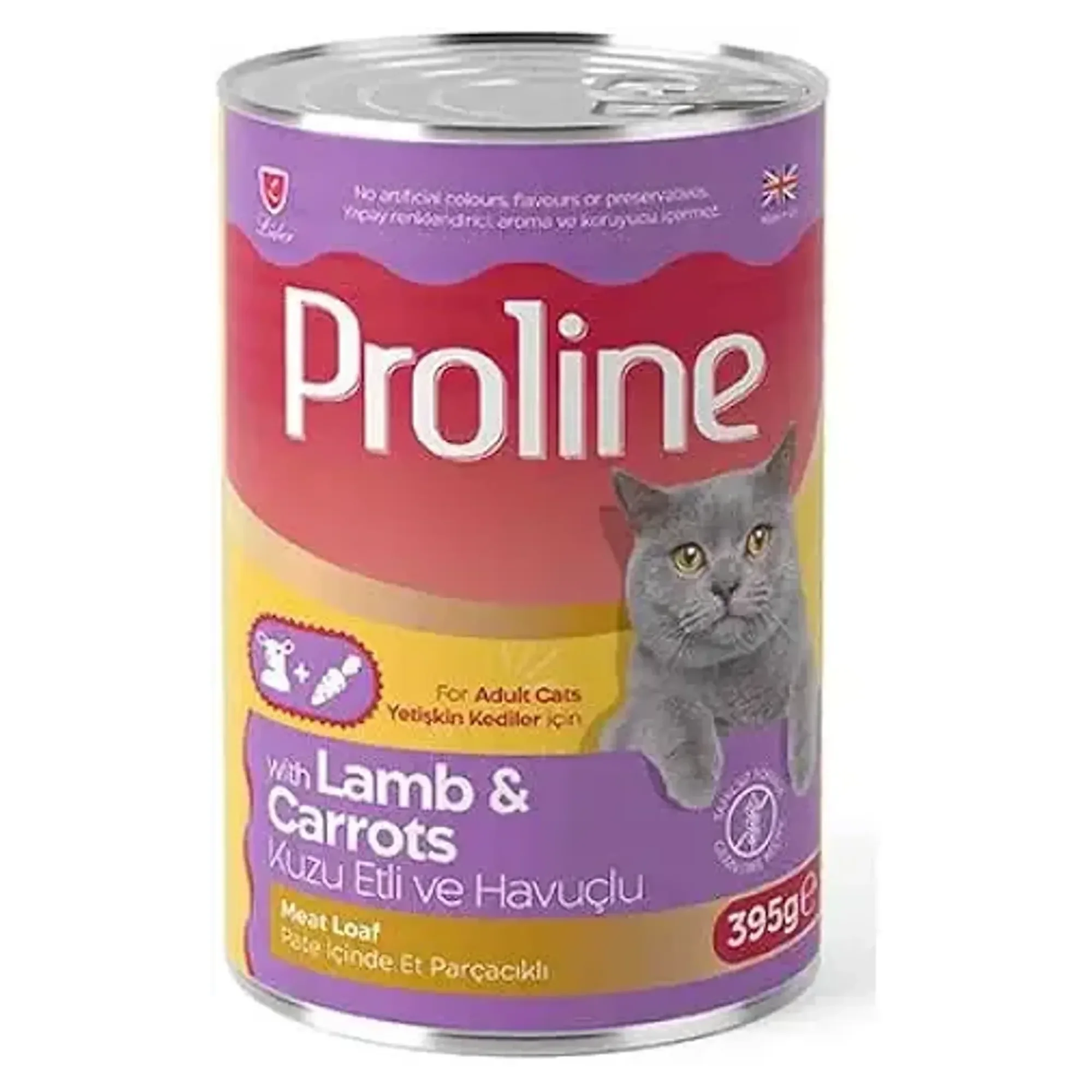 Proline Proline Pate içinde Et Parçacıklı Kuzu Etli ve Havuçlu Yetişkin Kedi Maması 395 G
