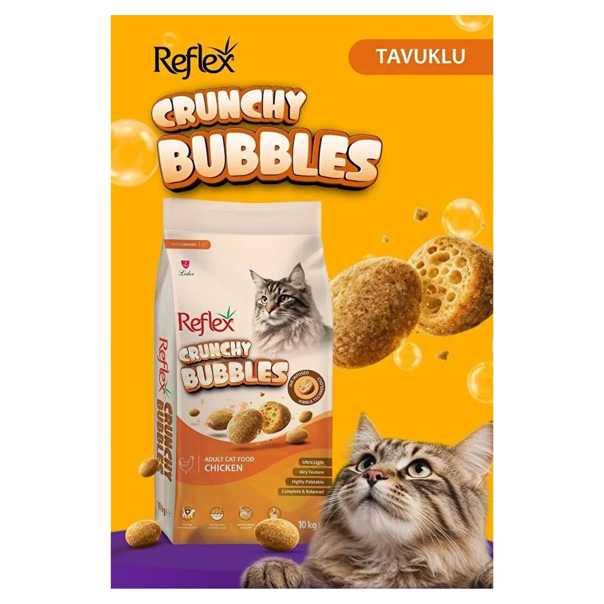 Reflex Crunchy Bubbles Tavuk Yetişkin Kedi Maması 10 KG