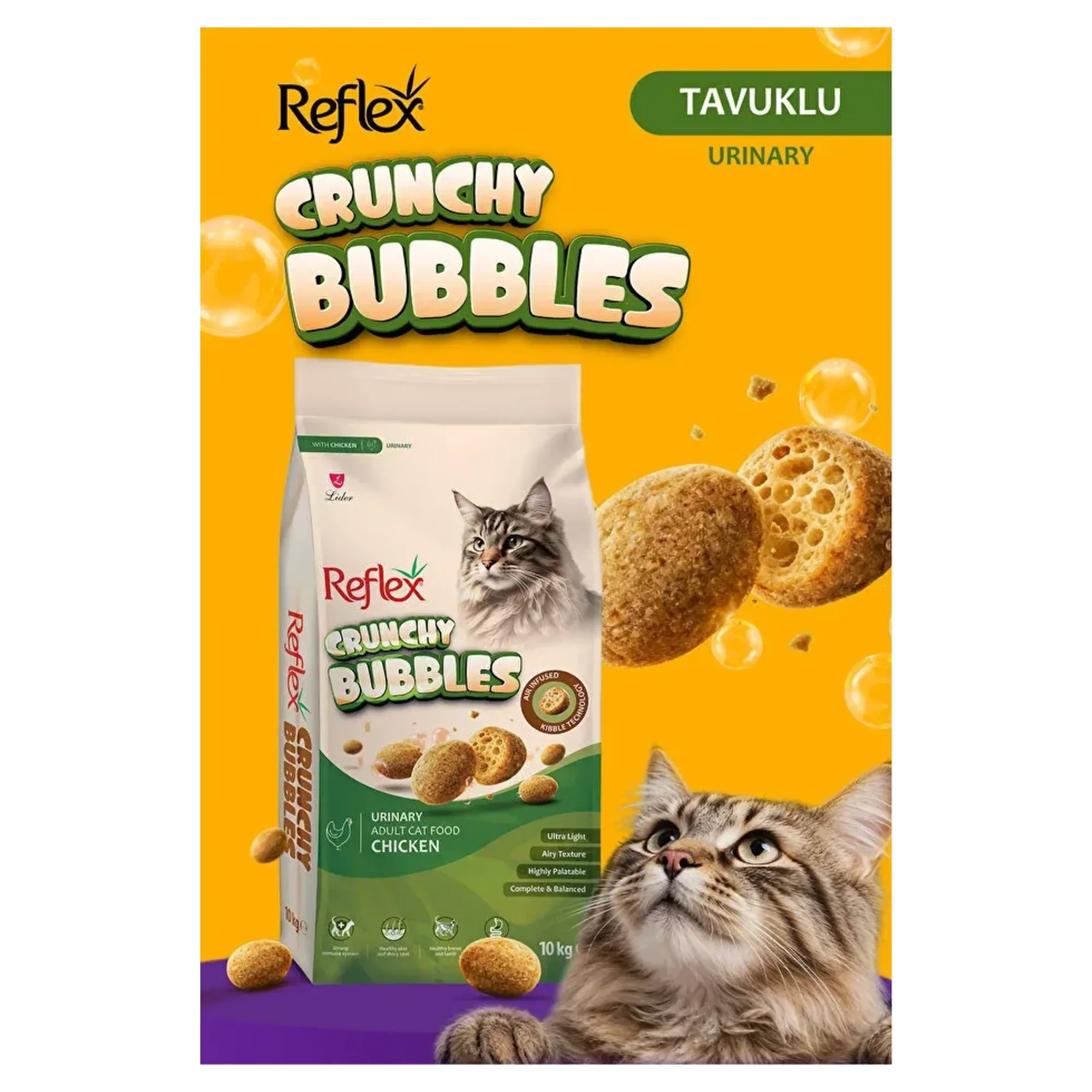 Reflex Crunchy Bubbles Urinary Tavuklu Yetişkin Kedi Maması 10 KG
