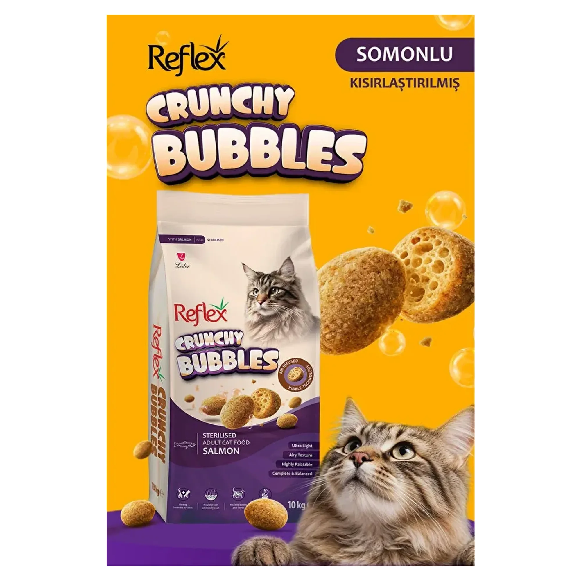 Reflex Crunchy Bubbles Somonlu Kısırlaştırılmış Yetişkin Kedi Maması 10 KG