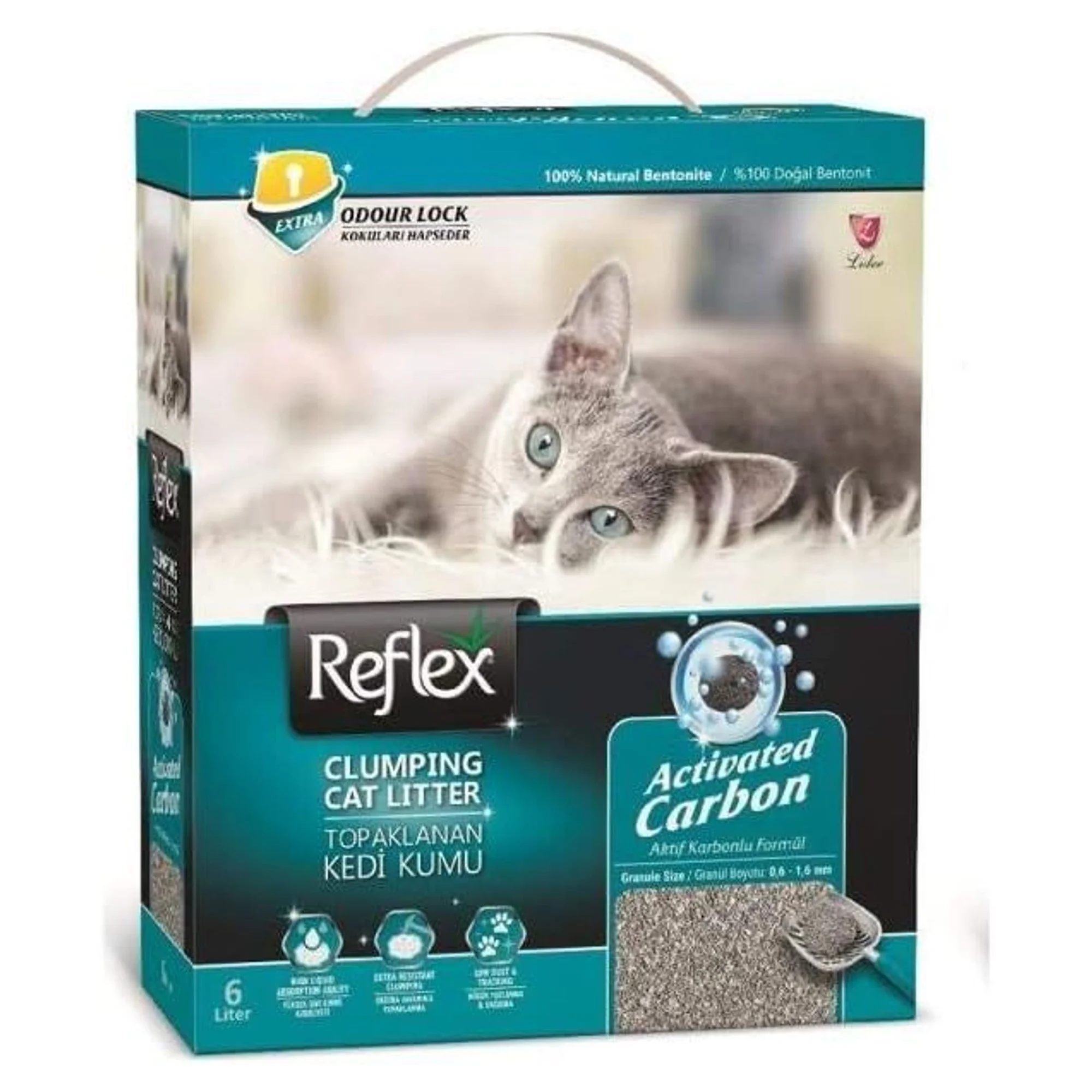 Reflex Aktif Karbon Formüllü Bentonit Kedi Kumu 6 L