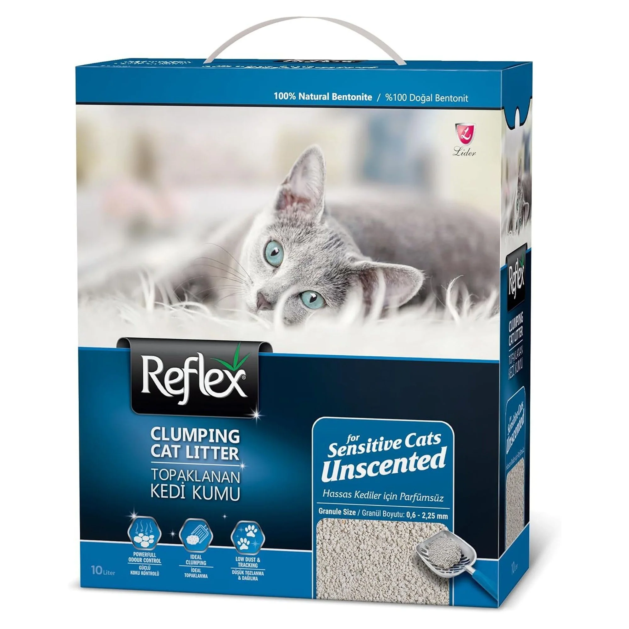 Reflex Sensitive Natural Kokusuz Bentonit Kedi Kumu 10 L — 8.9 kg — Görsel 2