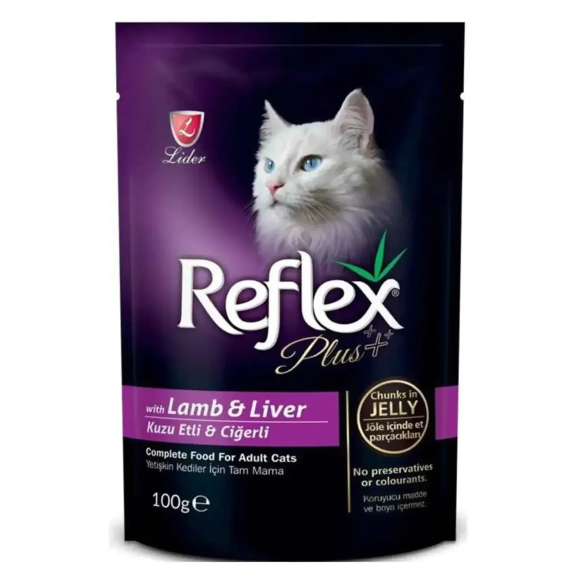 Reflex Plus Kuzulu ve Ciğerli Pouch Kedi Konserve Jöle İçinde Et Parçacıklı 100 gr