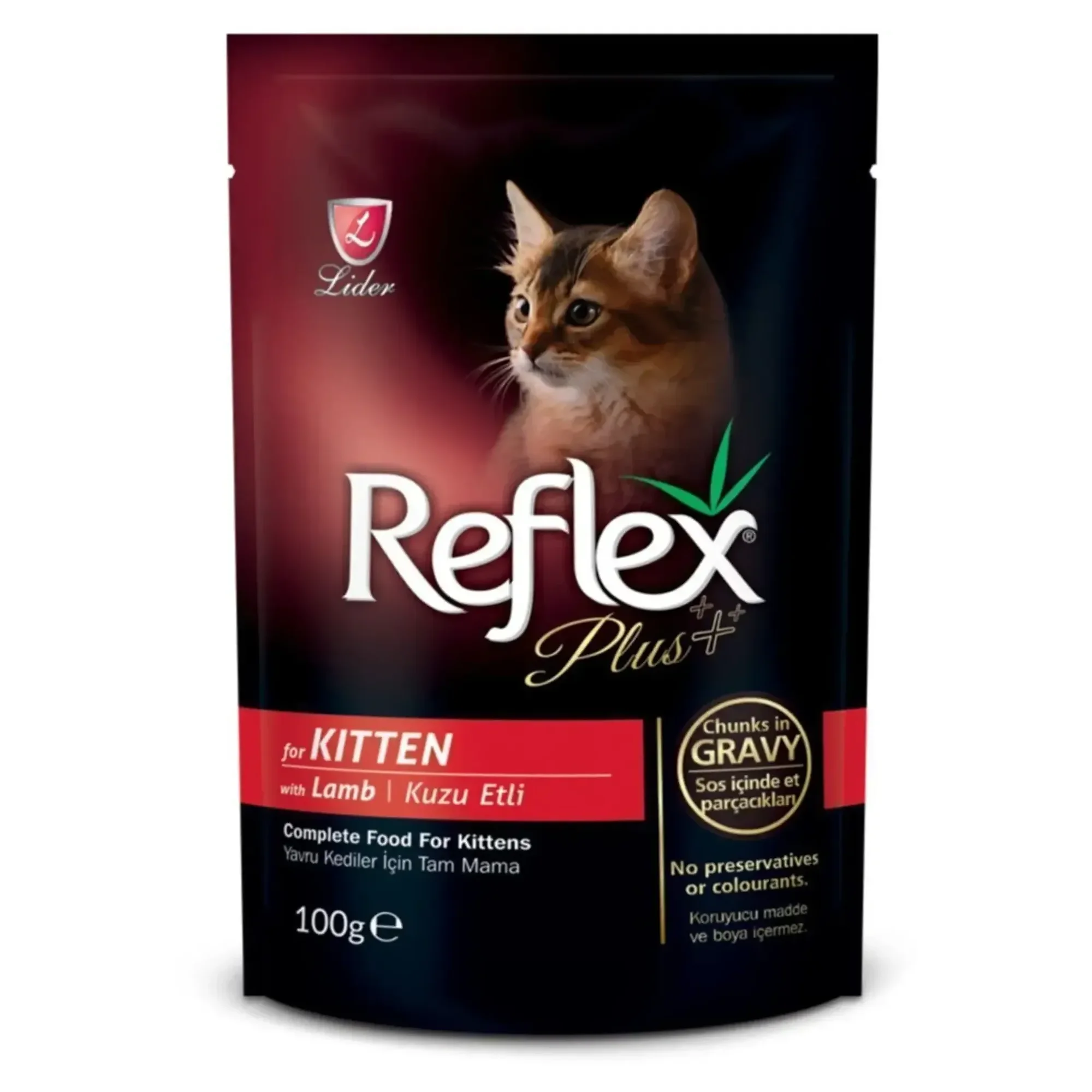 Reflex Plus Kuzulu  Pouch Yavru Kedi Konserve Sos İçinde Et Parçacıklı 100 gr