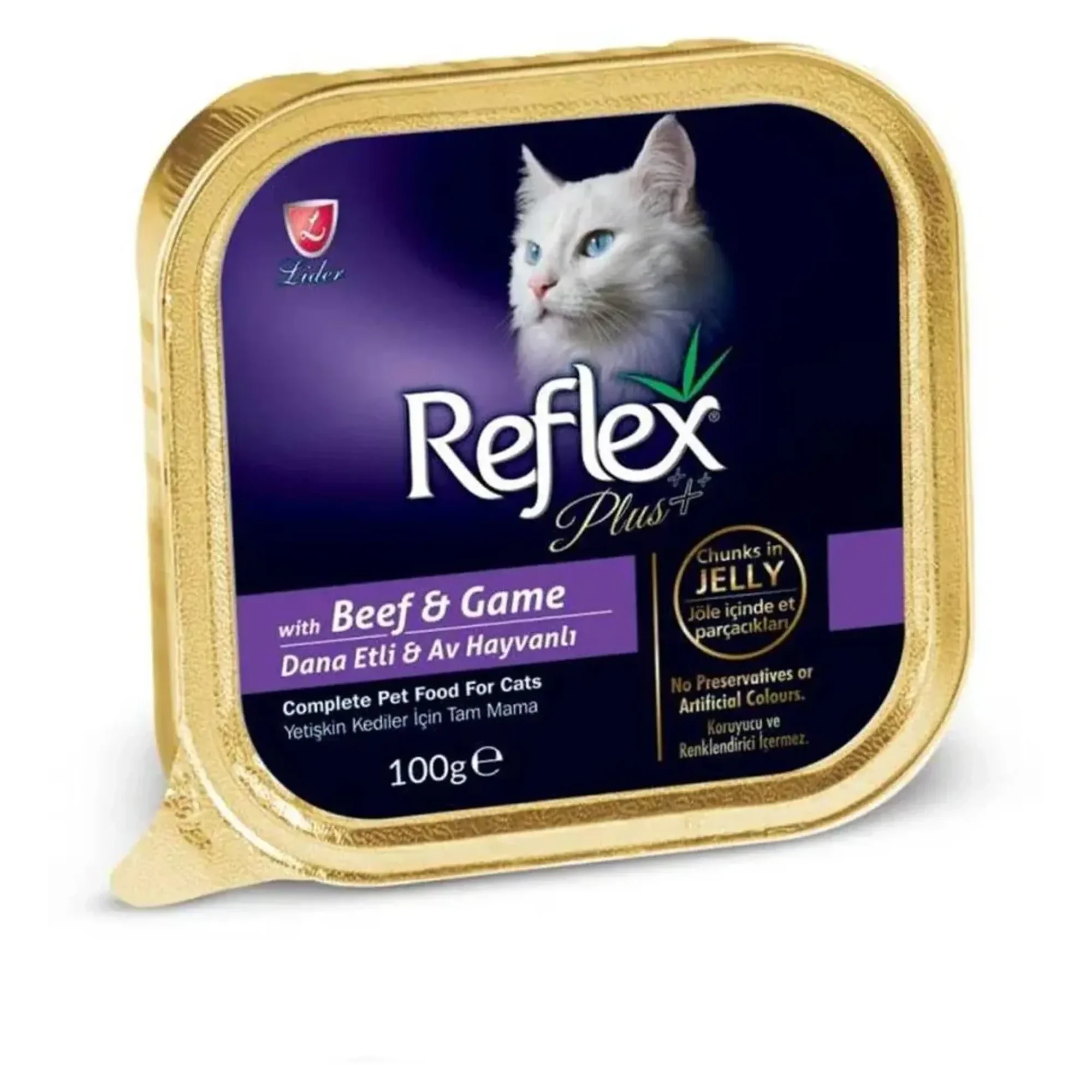 Reflex Plus Biftek ve Av Hayvanlı Kedi Konserve Jöle İçinde Aluminyum 100 gr