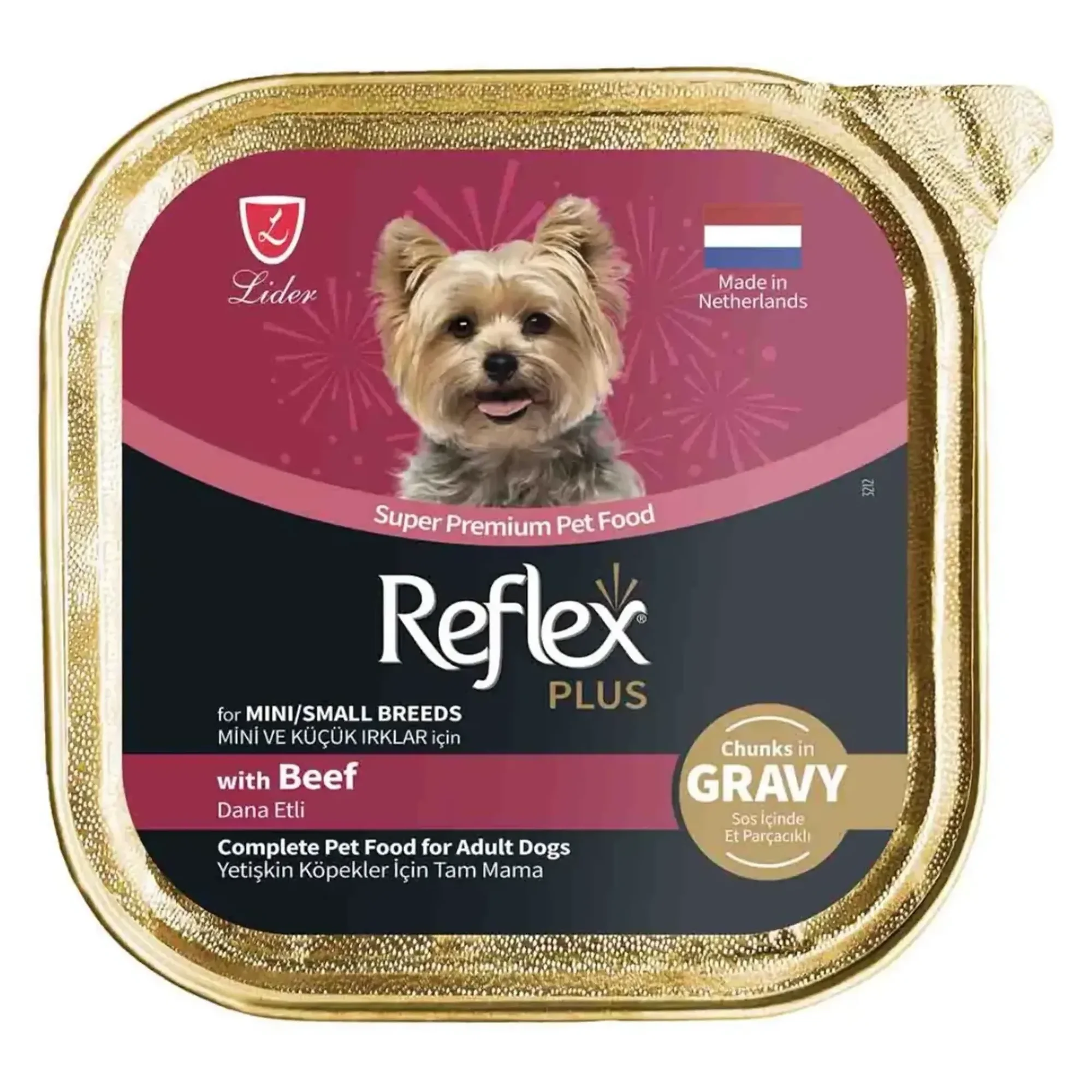 Reflex Plus Sos İçinde Et Parçacıklı Dana Etli Mini ve Küçük Irklar İçin Yetişkin Köpek Maması 85 G