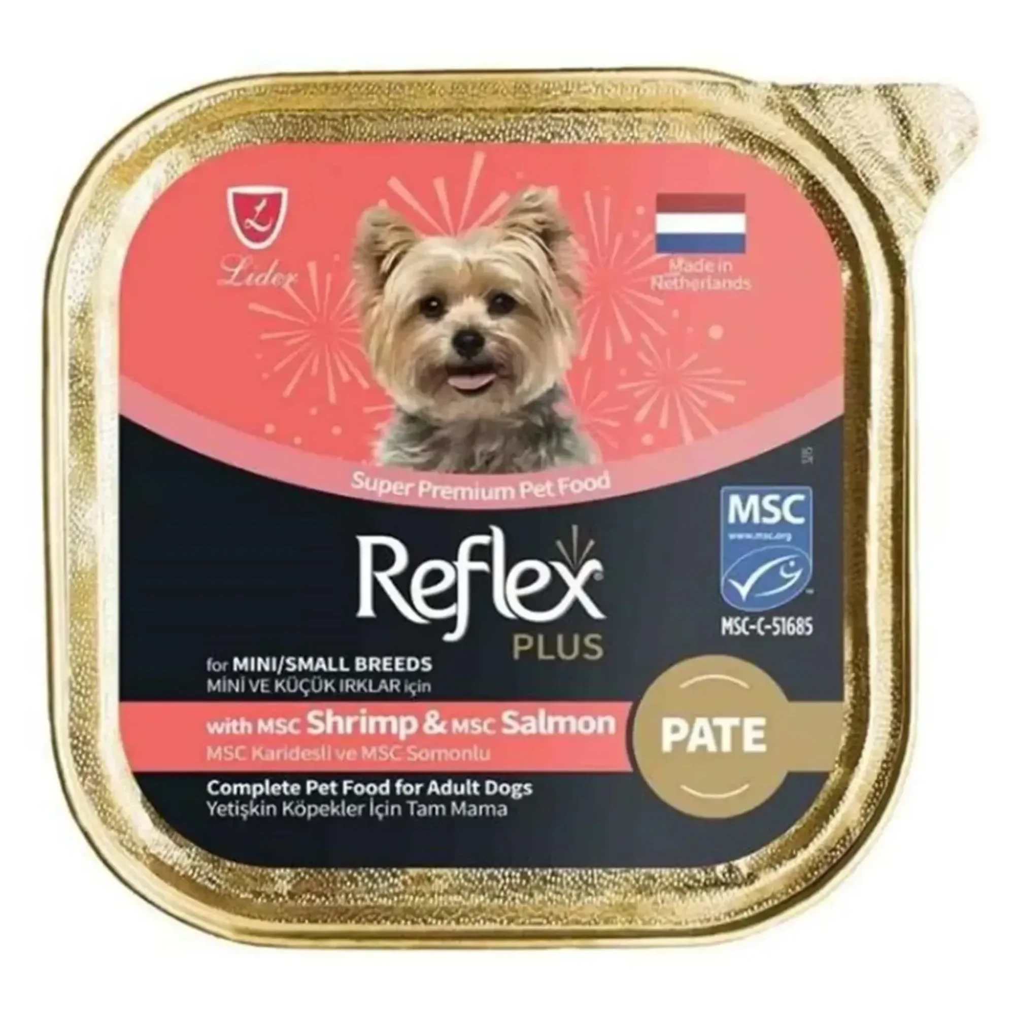 Reflex Plus Pate Karidesli ve Somonlu Mini ve Küçük Irklar İçin Yetişkin Köpek Maması 85 G