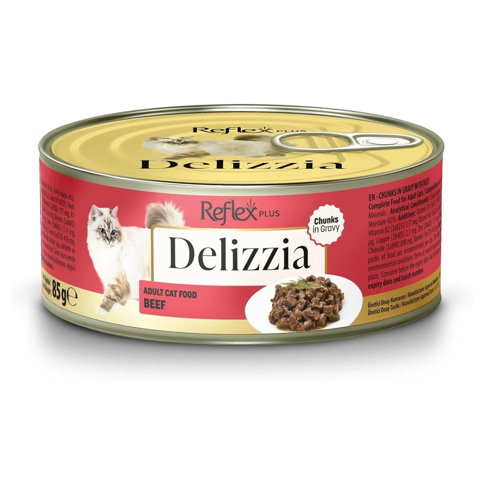 Reflex Plus Delizzia Sos İçinde Dana Parça Etli Yetişkin Kedi Konservesi 85 G