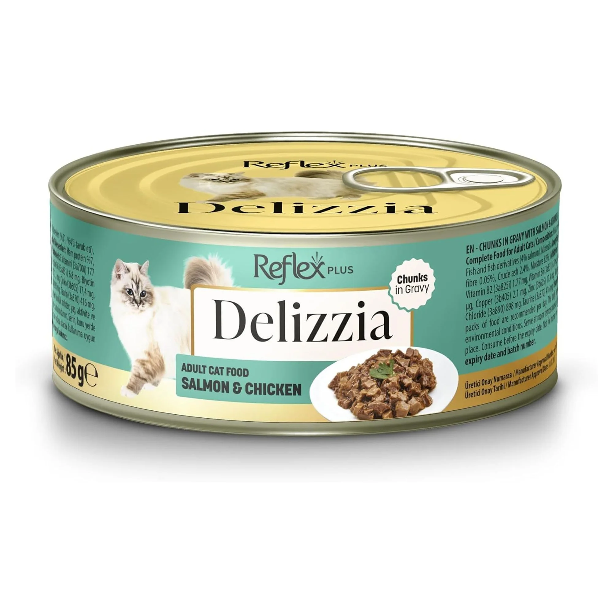 Reflex Plus Delizzia Somon ve Tavuklu Parça Etli Kedi Konservesi 85 Gr
