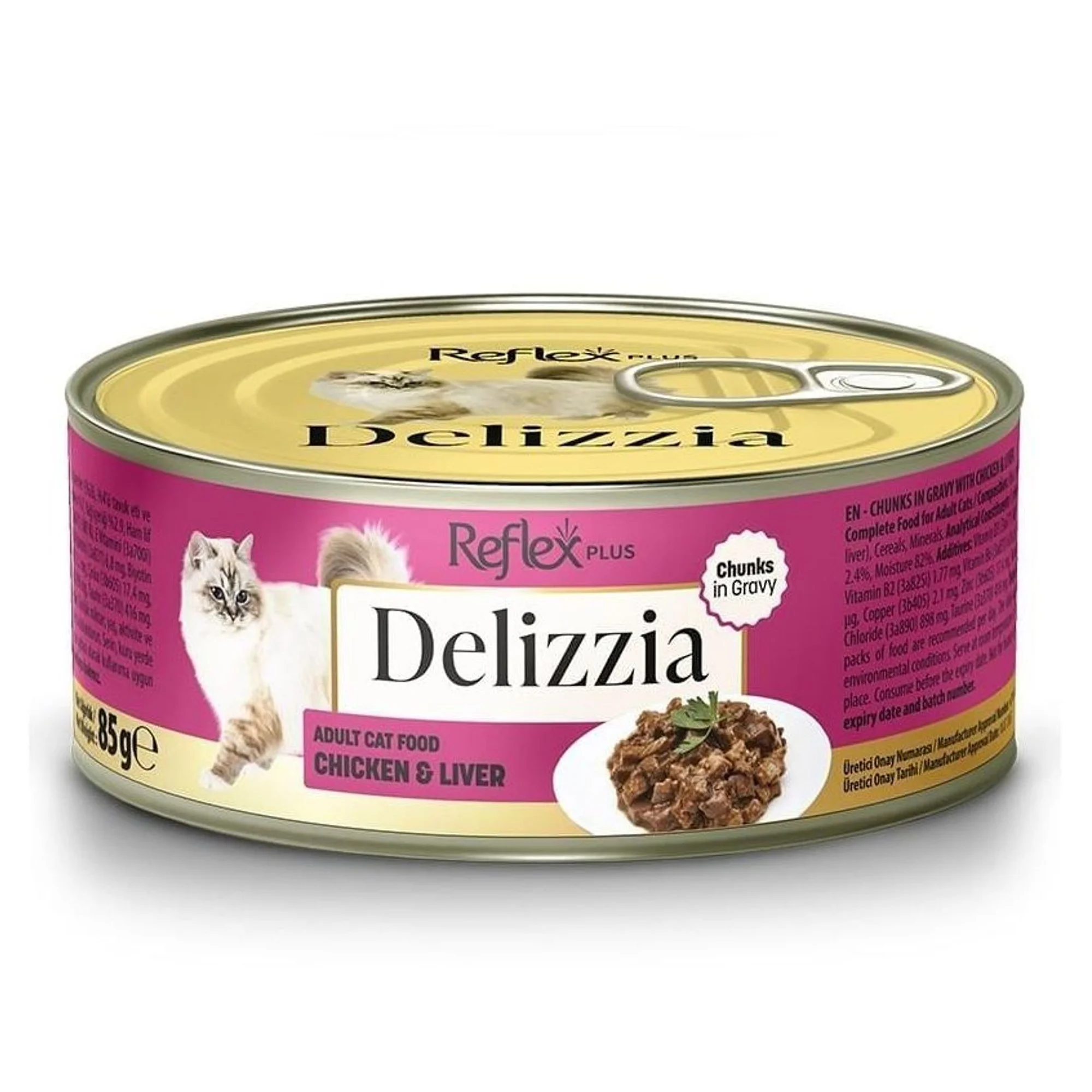 Reflex Plus Reflex Plus Delizzia Tavuklu Ciğerli Parça Etli Kedi Konservesi 85 G
